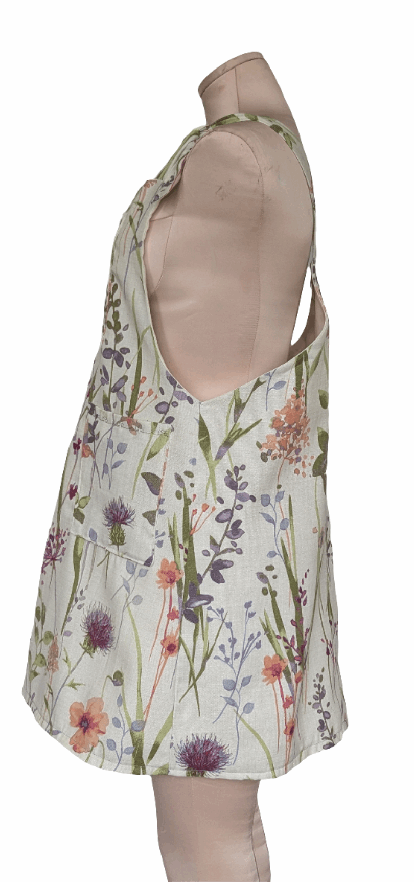 Dress size 12, floral dress, short pinafore dress, dungarees dress, tie top dress, apron dress, mini dress, pockets dress, spring flowers - RelovedDesignsbyDawn