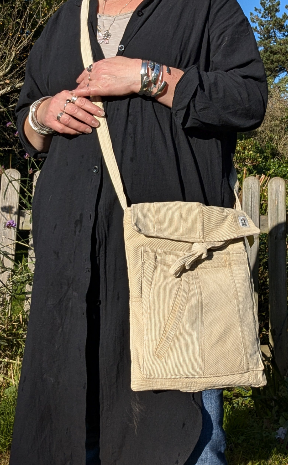 cross body bag corduroy cream RelovedDesignsbyDawn