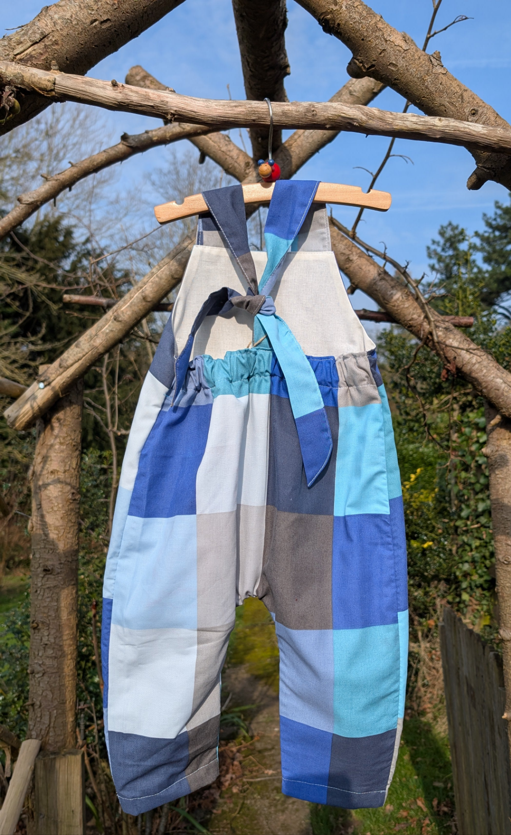 Baby Dungarees, romper, age 12-18m child's dungarees, check dungarees baby, baby all in one, baby suit, sustainable baby gift.