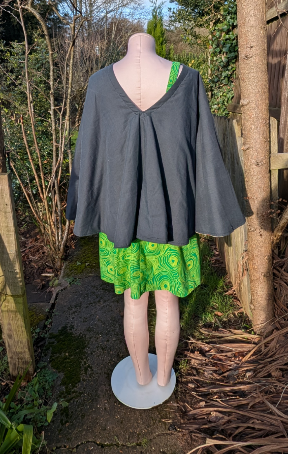 cape, poncho, black cape ladies, reversible poncho, floral cape, short cloak, shawl, warm wrap for shoulders, country barn rustic outfit - RelovedDesignsbyDawn