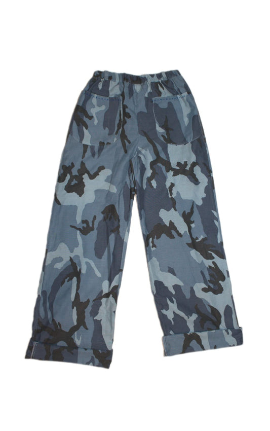 Trousers size 12, stretch waist blue camouflage RelovedDesignsbyDawn