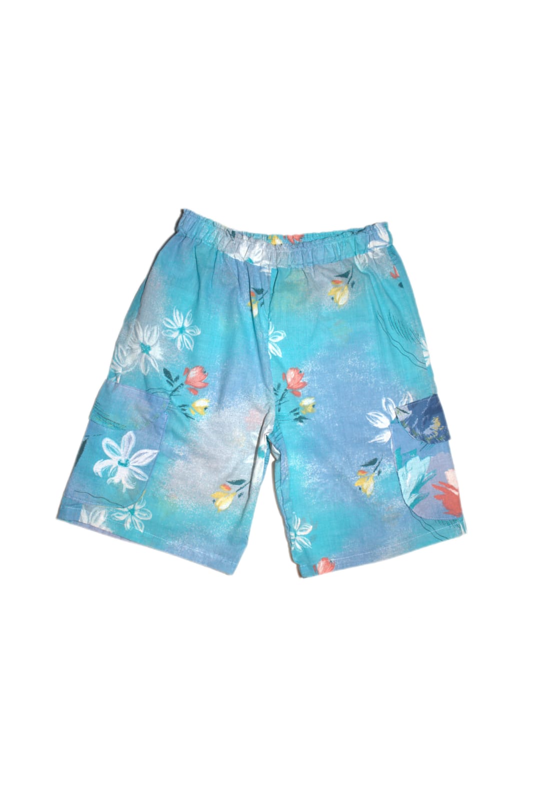 Shorts size 14, blue floral - RelovedDesignsbyDawn