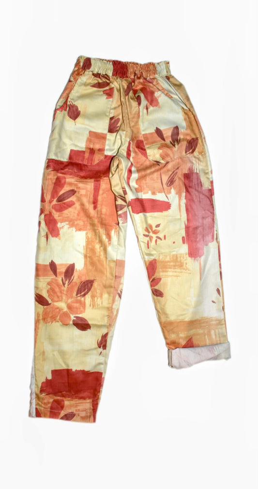 Trousers size 10, orange abstract RelovedDesignsbyDawn
