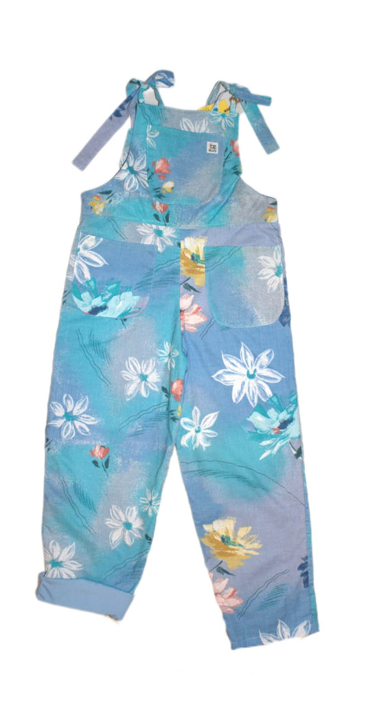 Dungarees size adult 6-8. Pink and blue floral RelovedDesignsbyDawn