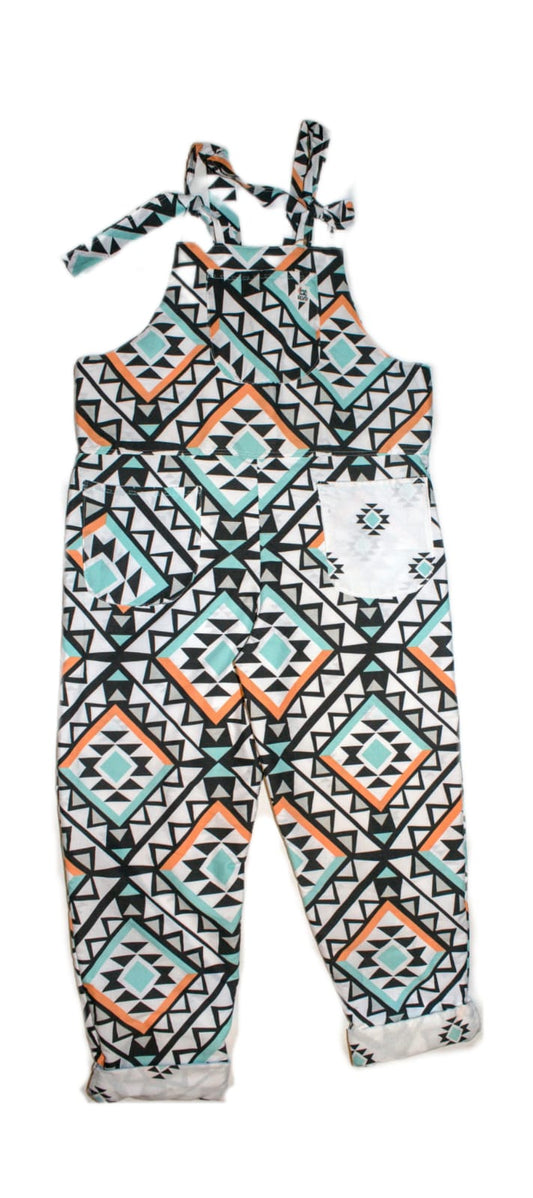 Dungarees size 14 , geometric multi color RelovedDesignsbyDawn