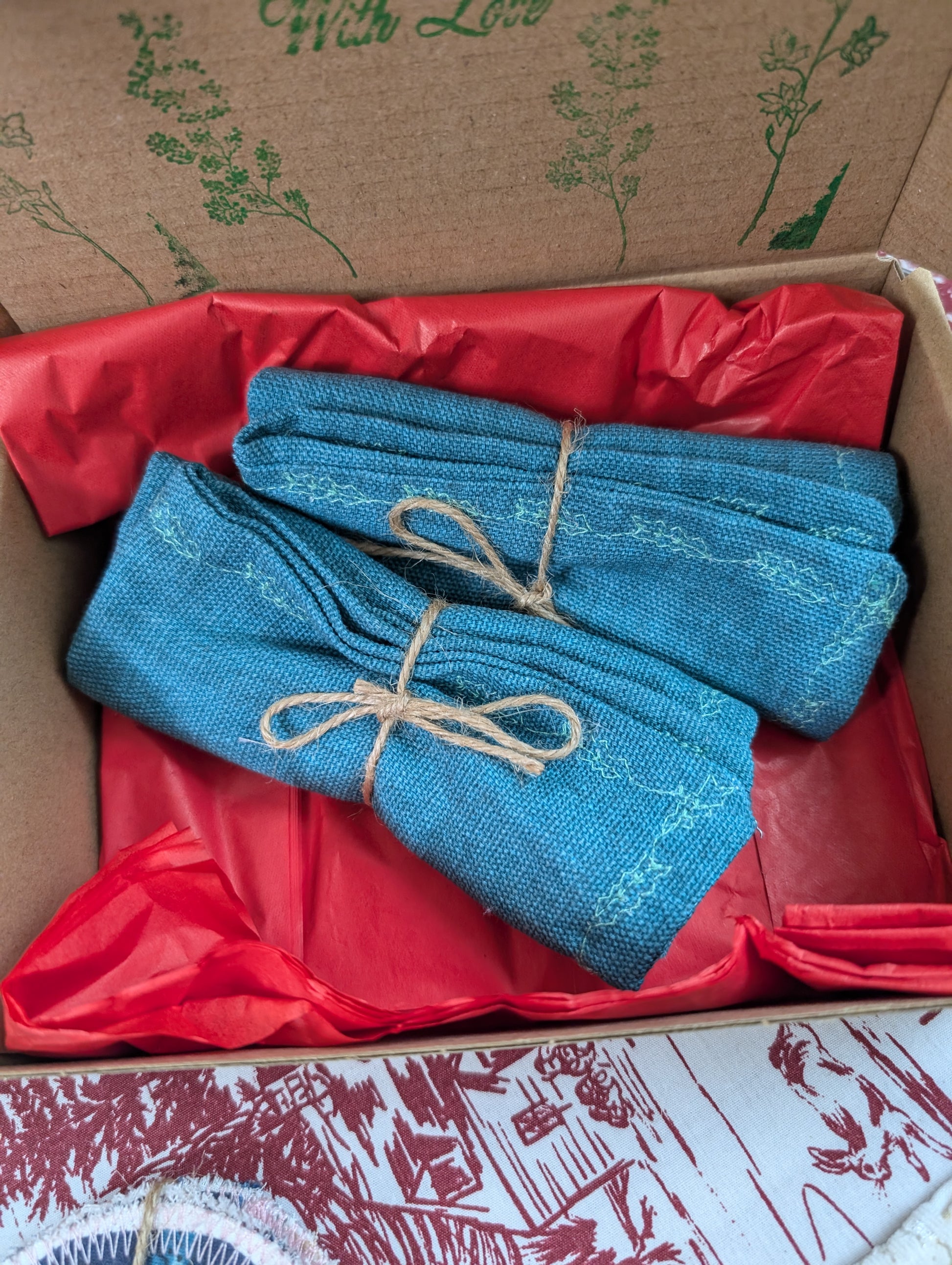 Christmas gift box, handkerchief, napkin gift box, sustainable Christmas gifts, face wipes gift, ethical gifts box, eco small gift. RelovedDesignsbyDawn
