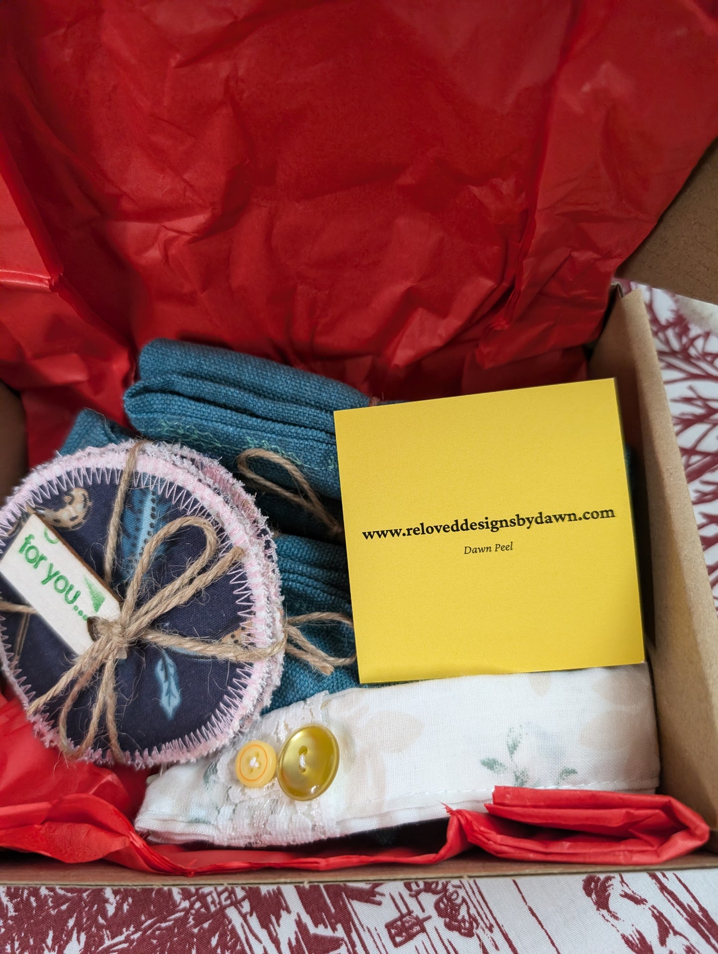 Christmas gift box, handkerchief, napkin gift box, sustainable Christmas gifts, face wipes gift, ethical gifts box, eco small gift. RelovedDesignsbyDawn