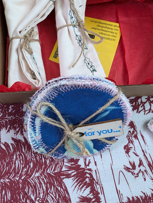 Christmas gift box, handkerchief, napkin gift box, sustainable Christmas gifts, face wipes gift, ethical gifts box, eco small gift. RelovedDesignsbyDawn