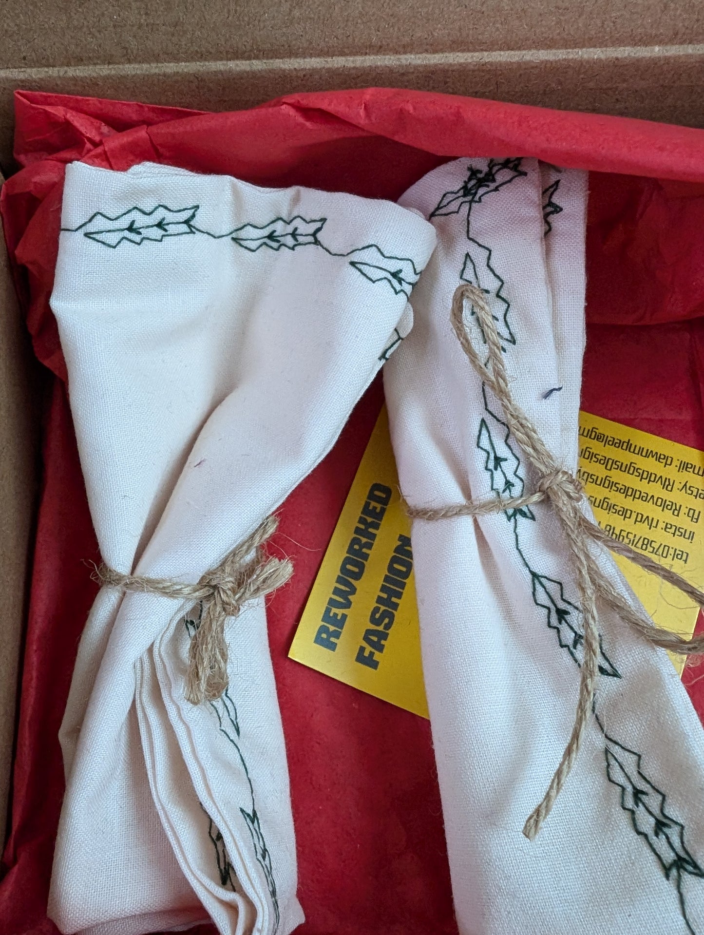 Christmas gift box, handkerchief, napkin gift box, sustainable Christmas gifts, face wipes gift, ethical gifts box, eco small gift. RelovedDesignsbyDawn