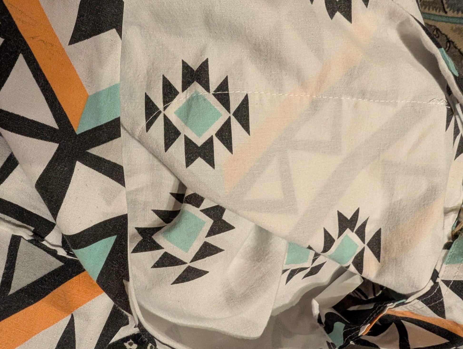 Dungarees size 14 , geometric multi color RelovedDesignsbyDawn