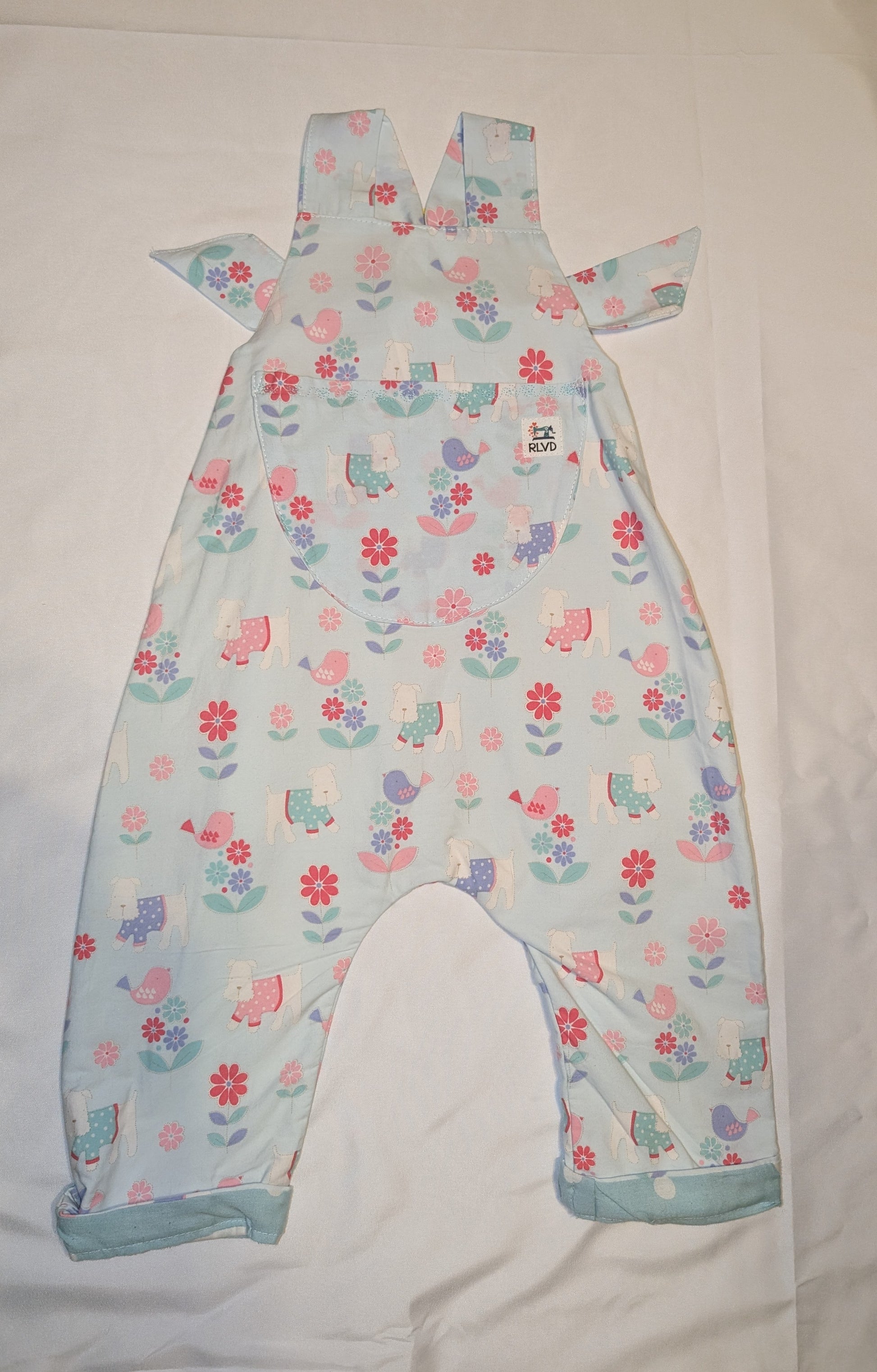 Baby Dungarees age 12/18 months, little Dungarees child, dogs print baby romper, dogs pattern baby suit, cute baby dungarees girl, gift for baby girl. RelovedDesignsbyDawn