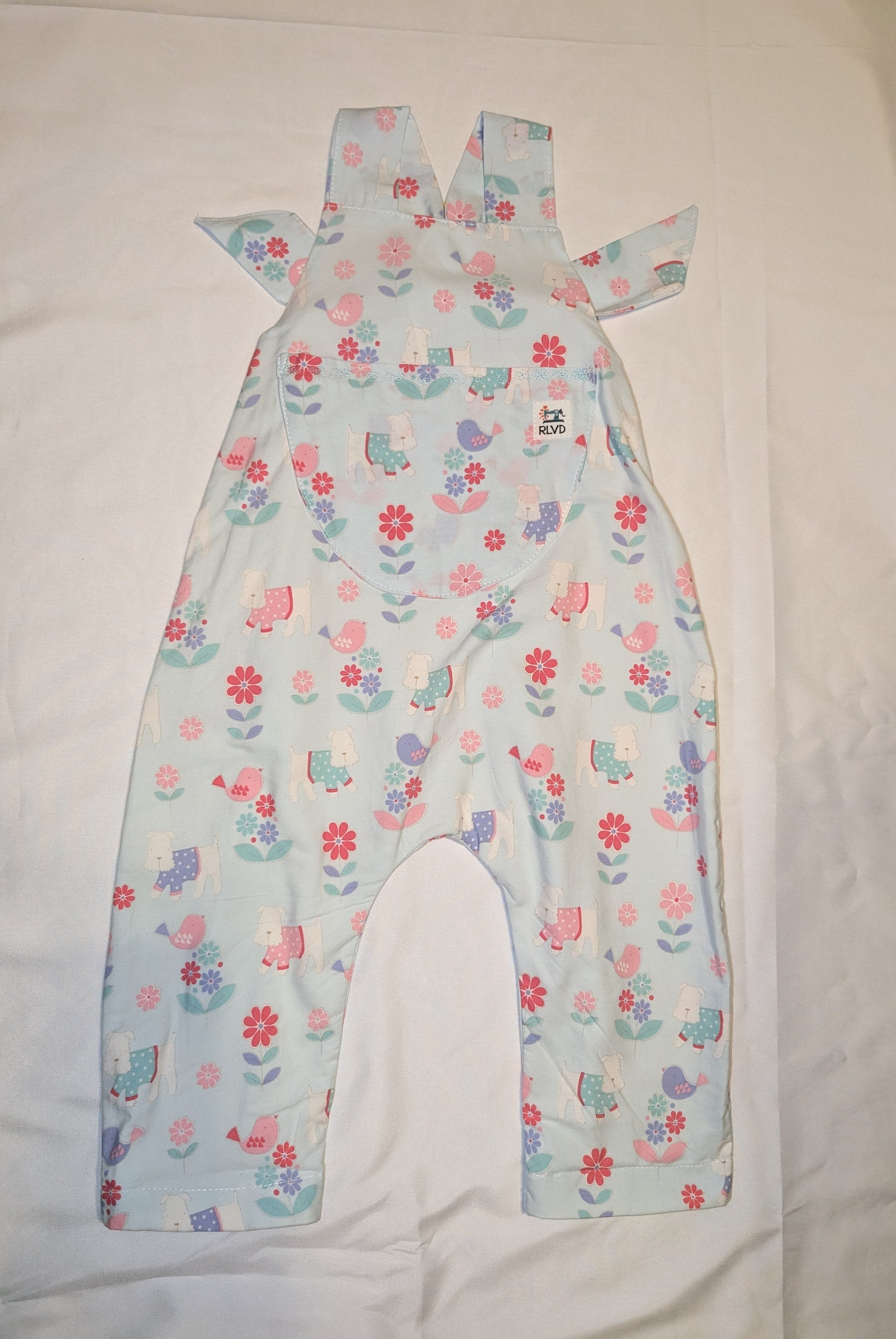 Baby Dungarees age 12/18 months, little Dungarees child, dogs print baby romper, dogs pattern baby suit, cute baby dungarees girl, gift for baby girl. RelovedDesignsbyDawn