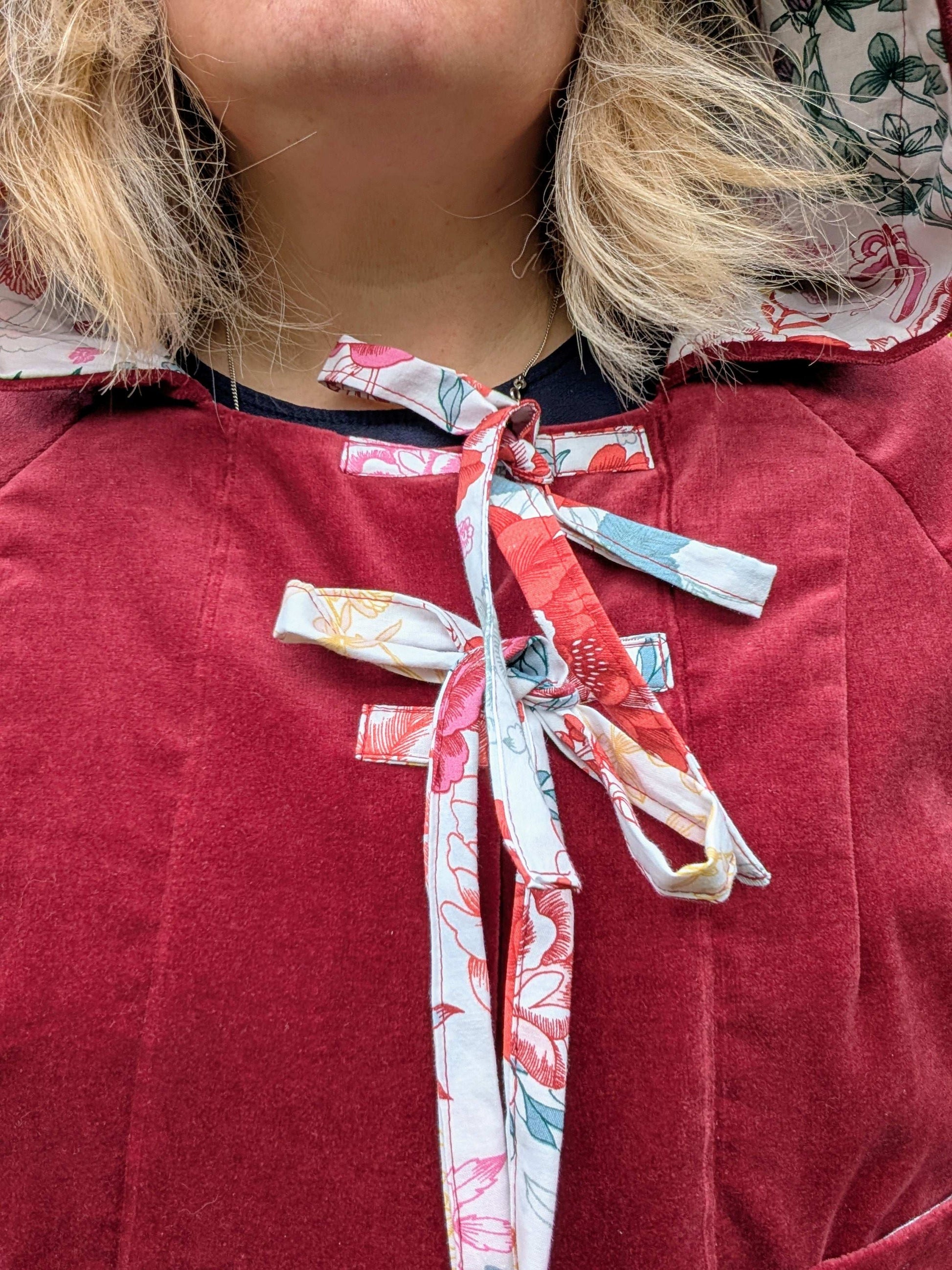 Jacket hooded , cropped jacket size 16/18/XL, hooded red coat, fairy style jacket, velvety jacket, red riding hood jacket, pretty red coat - RelovedDesignsbyDawn