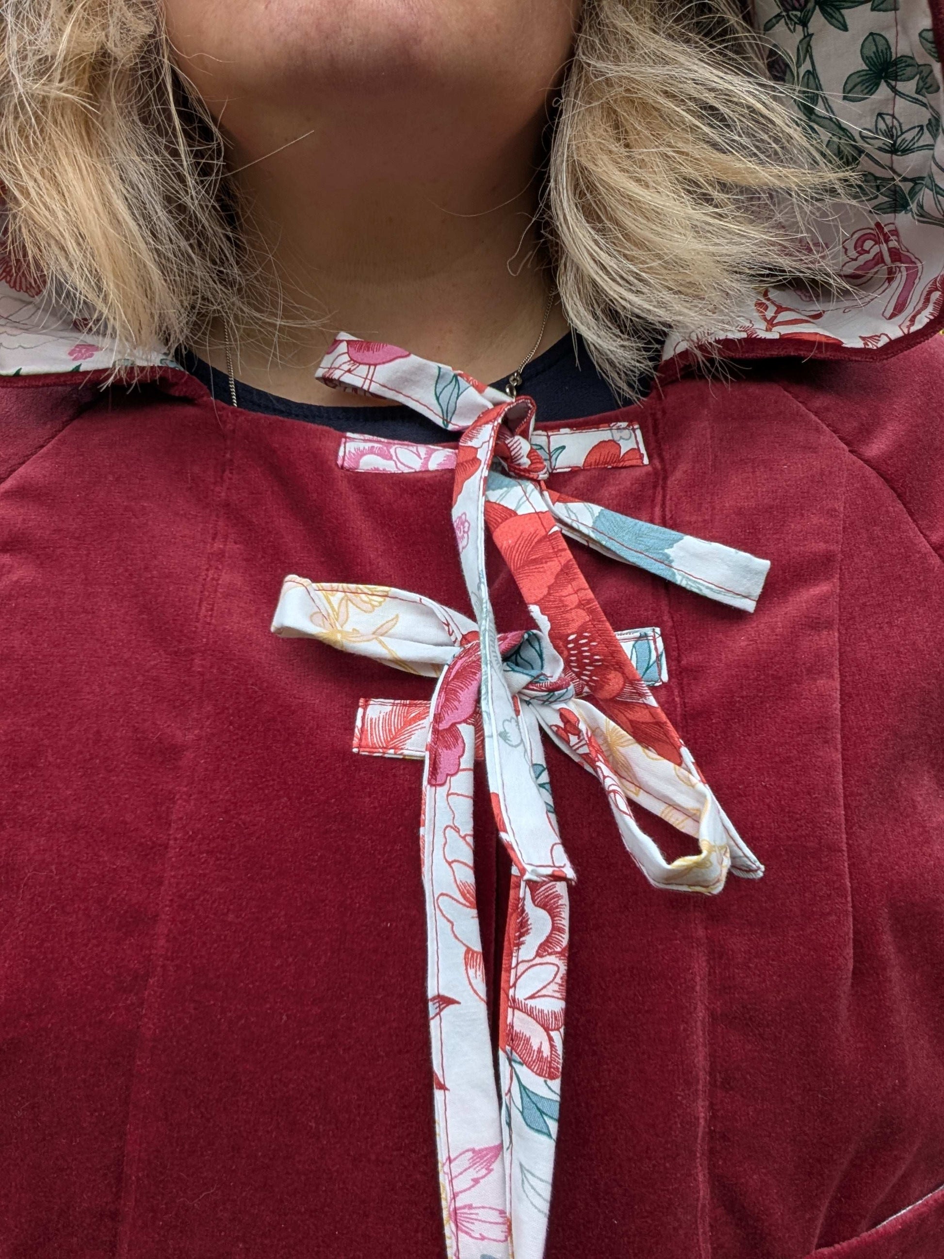 Jacket hooded , cropped jacket size 16/18/XL, hooded red coat, fairy style jacket, velvety jacket, red riding hood jacket, pretty red coat - RelovedDesignsbyDawn