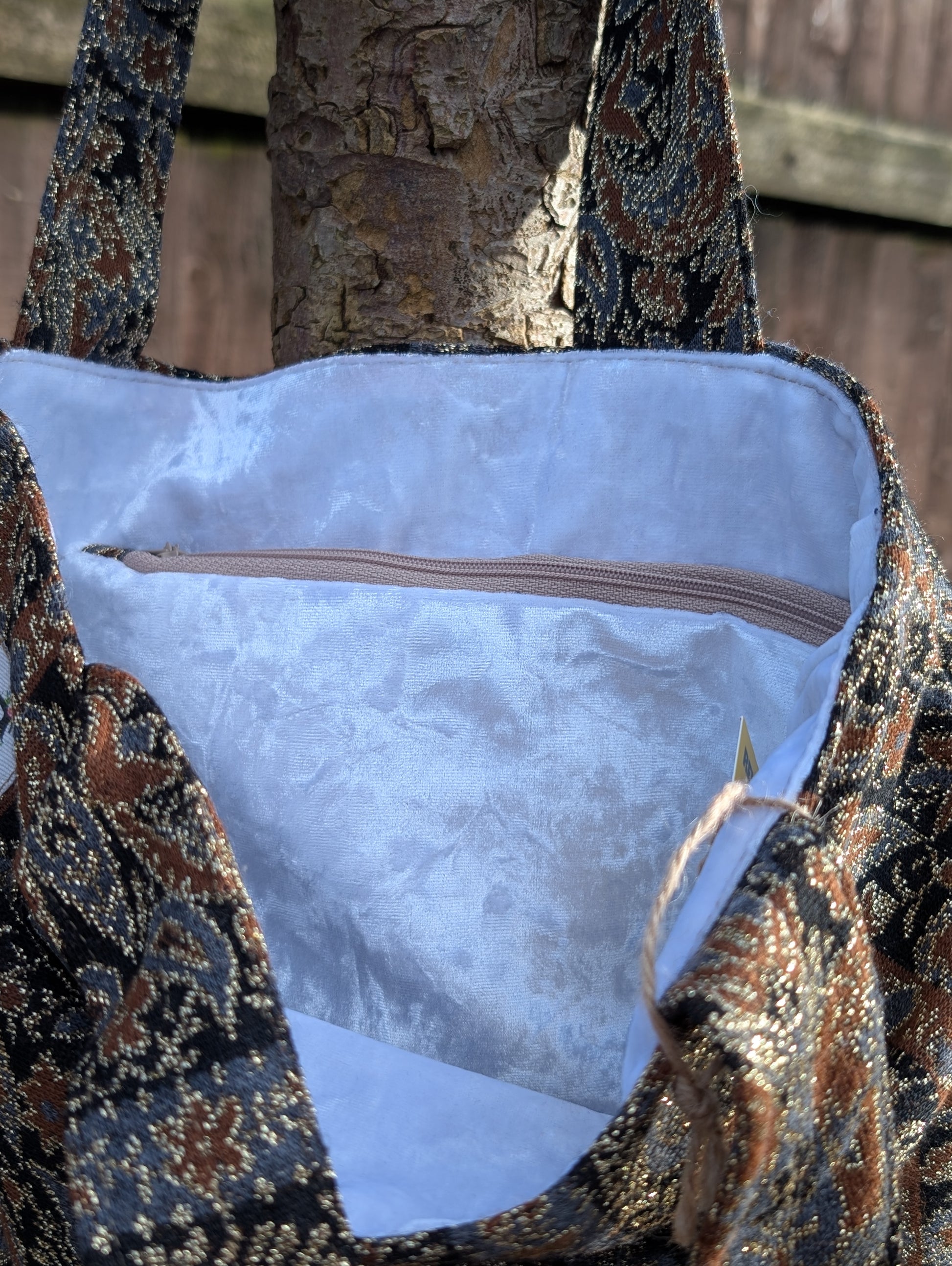 Bag glittery,Large tote Bag, Paisley, Bespoke, Retro, Soft Casual, Cute, Hand Made, Market Bag, Eco Friendly, Grocery Bag, Rustic - RelovedDesignsbyDawn