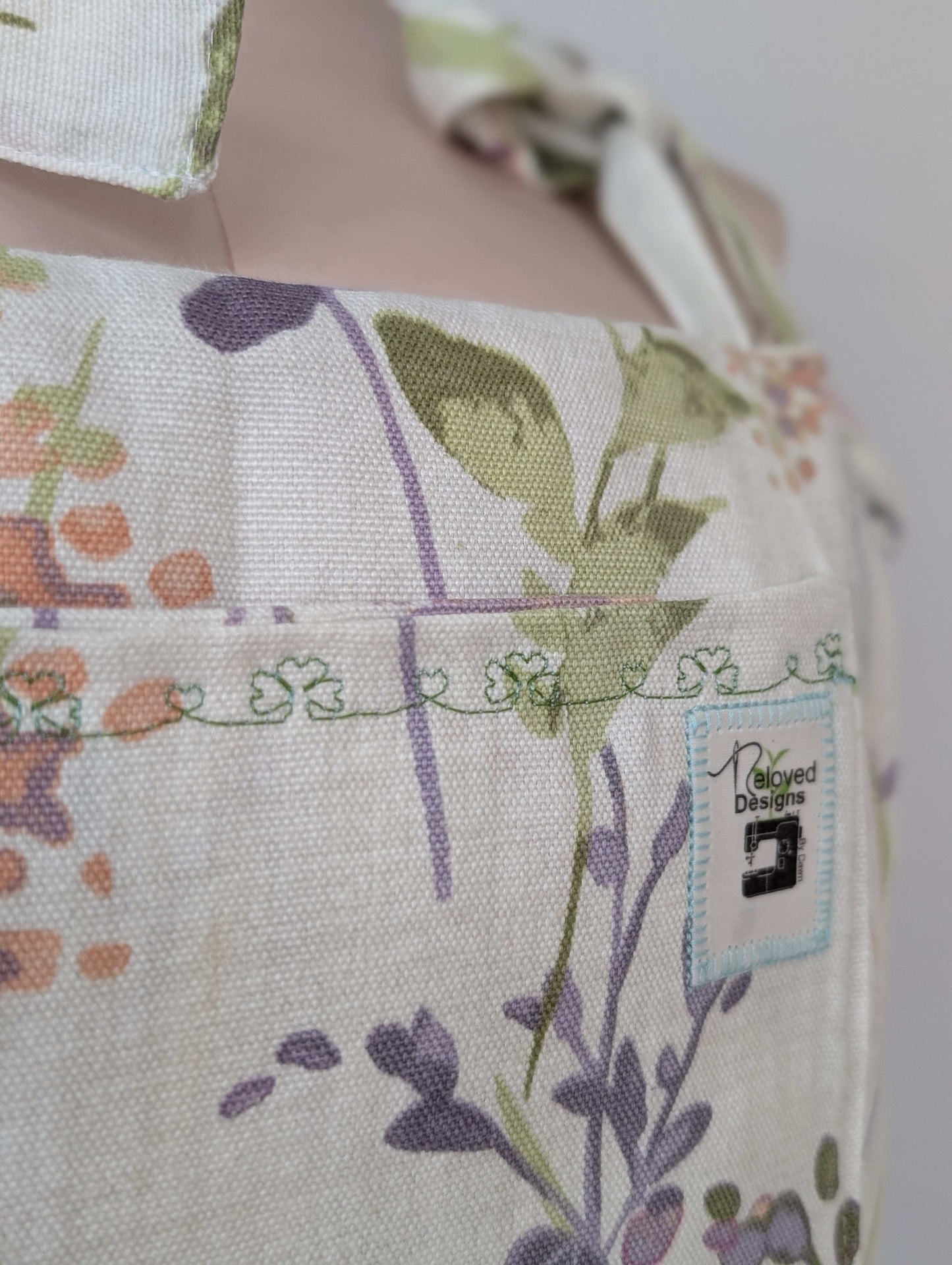 Dress size 12, floral dress, short pinafore dress, dungarees dress, tie top dress, apron dress, mini dress, pockets dress, spring flowers - RelovedDesignsbyDawn