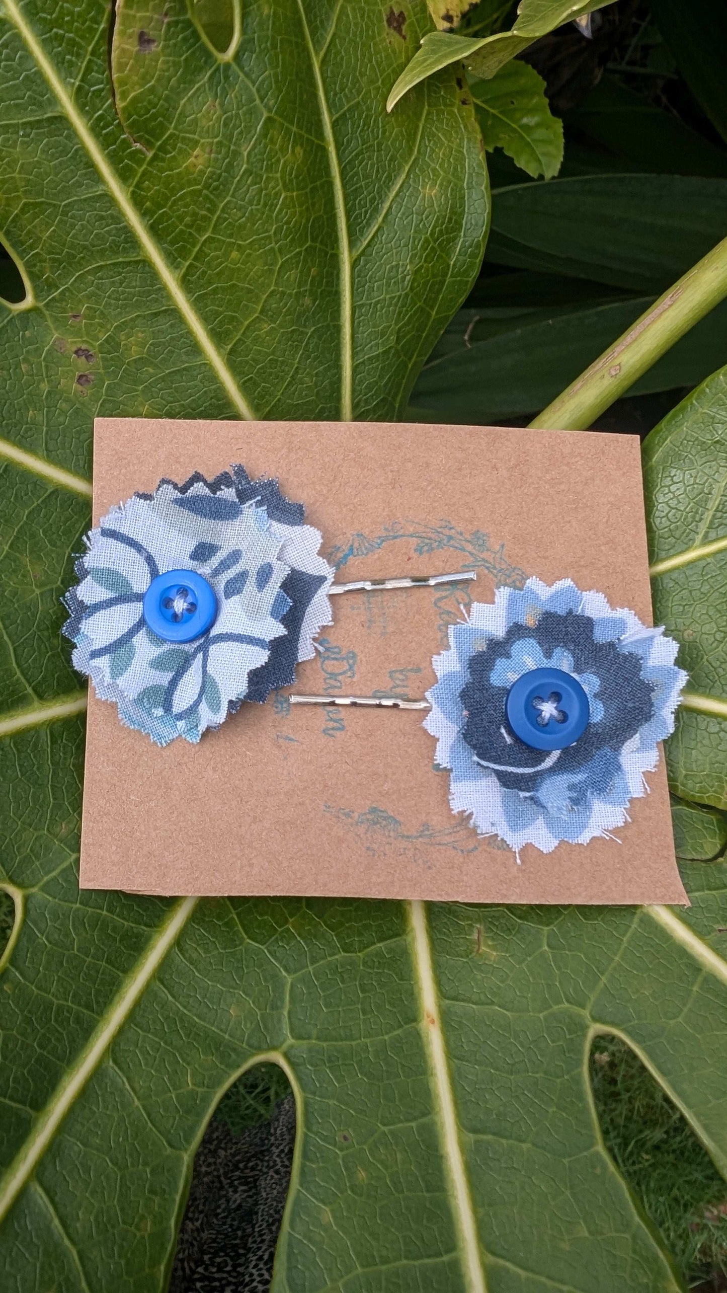 hair slide, hair accessories, crafted hair decoration, pretty hair slide, hair grip blue, button hair pin, hair grip, pretty hair slide - RelovedDesignsbyDawn