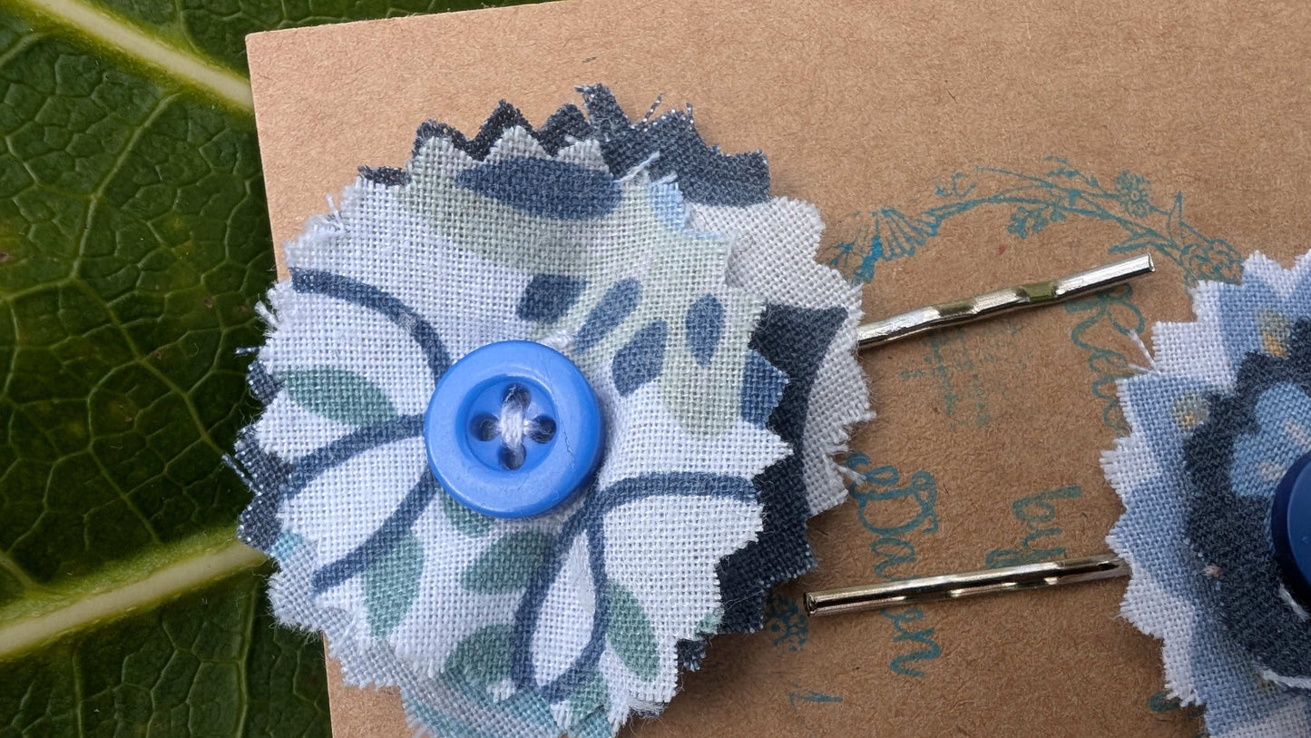 hair slide, hair accessories, crafted hair decoration, pretty hair slide, hair grip blue, button hair pin, hair grip, pretty hair slide - RelovedDesignsbyDawn