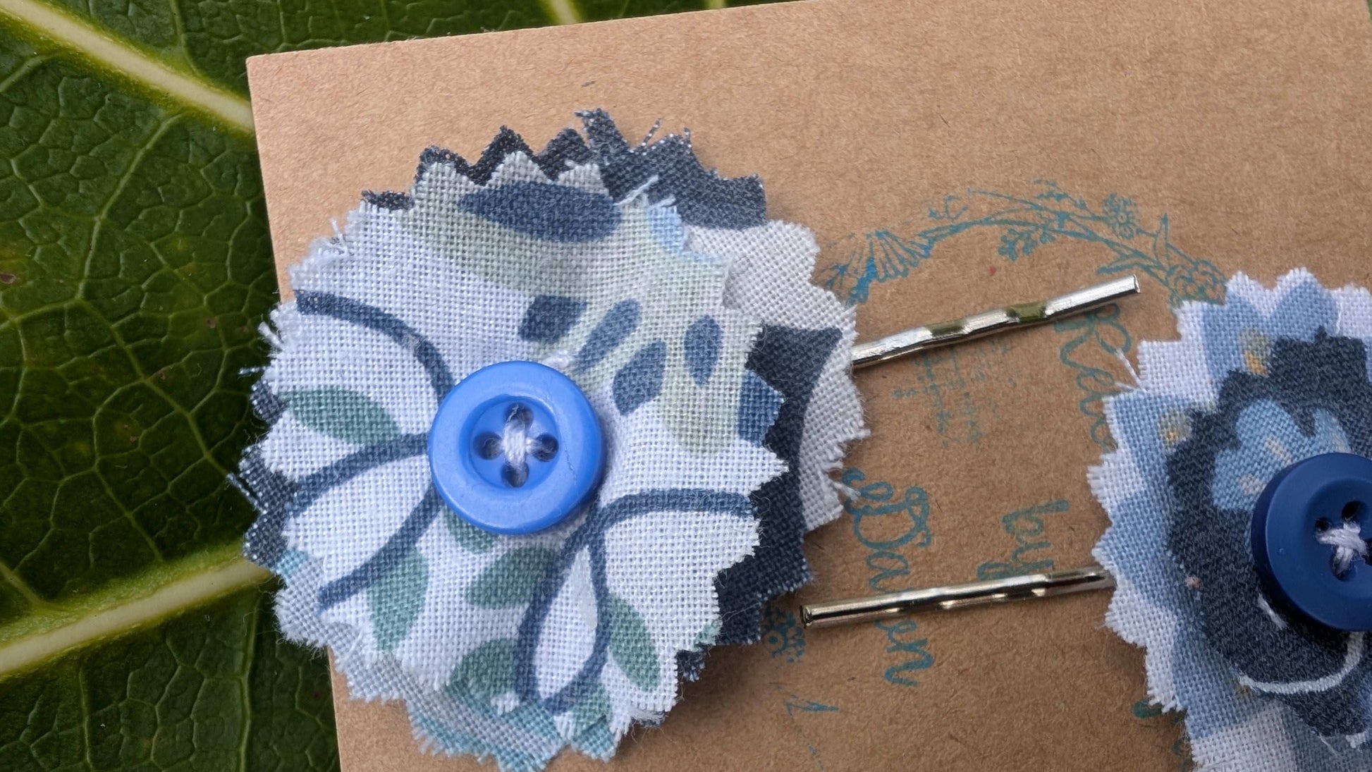 hair slide, hair accessories, crafted hair decoration, pretty hair slide, hair grip blue, button hair pin, hair grip, pretty hair slide - RelovedDesignsbyDawn