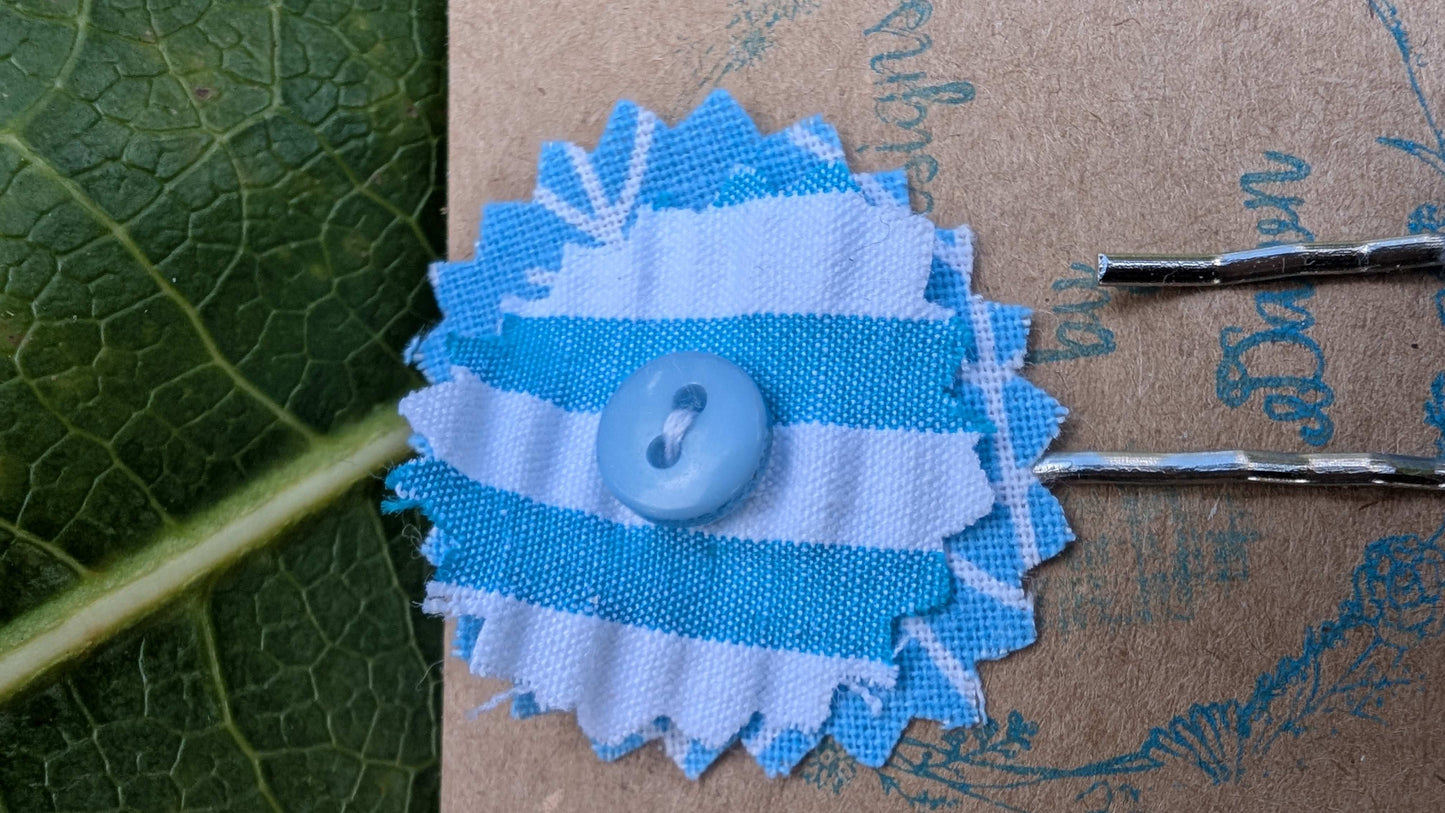hair slide, hair accessories, crafted hair decoration, pretty hair slide, hair grip blue, button hair pin, hair grip, pretty hair slide - RelovedDesignsbyDawn