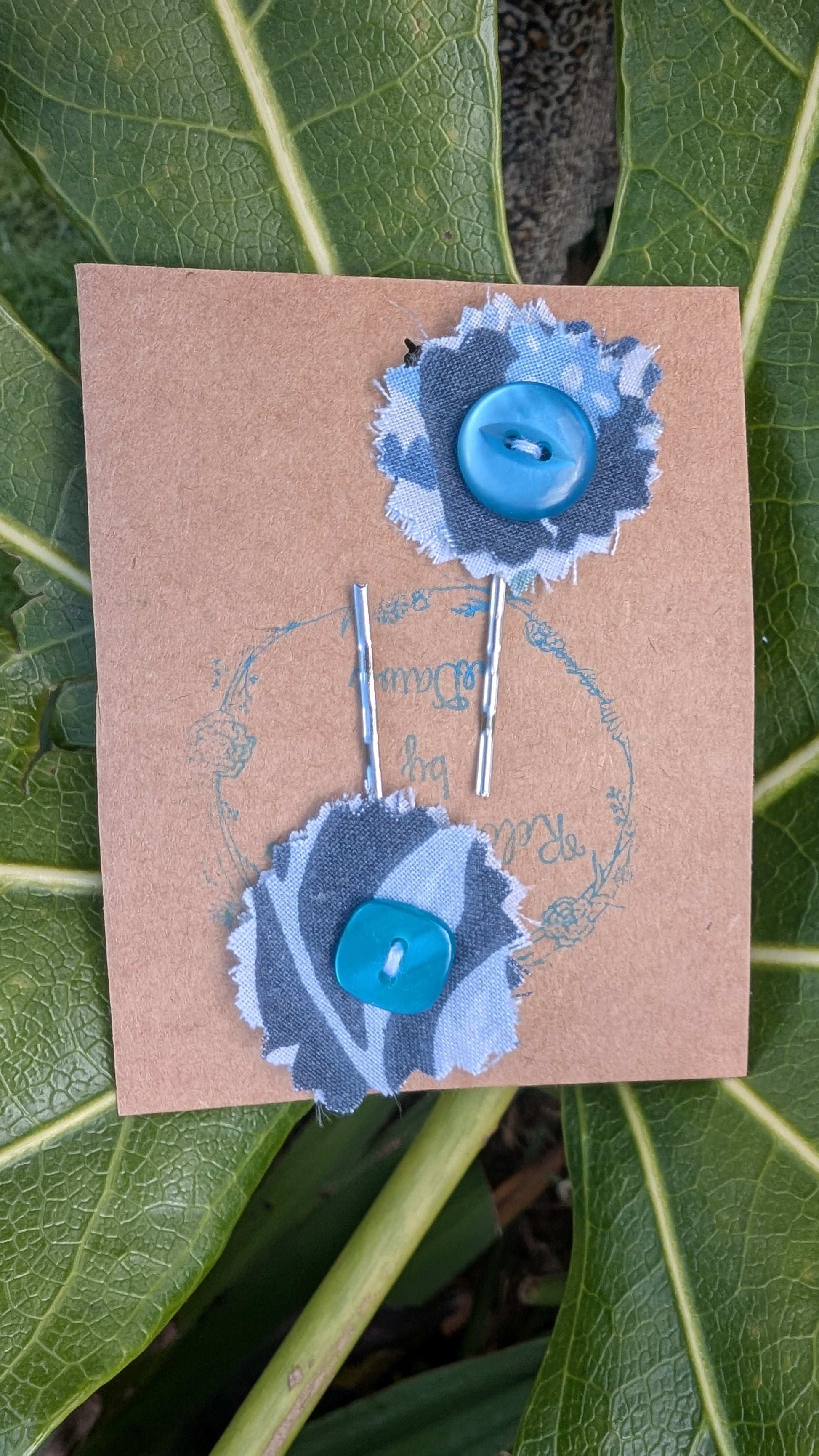 hair slide, hair accessories, crafted hair decoration, pretty hair slide, hair grip blue, button hair pin, hair grip, pretty hair slide - RelovedDesignsbyDawn