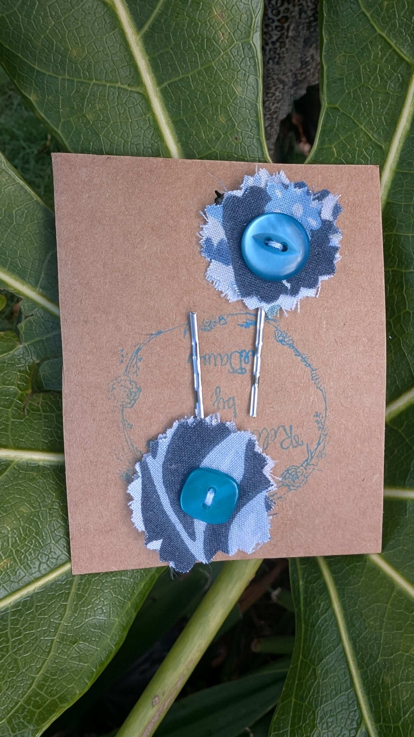 hair slide, hair accessories, crafted hair decoration, pretty hair slide, hair grip blue, button hair pin, hair grip, pretty hair slide - RelovedDesignsbyDawn