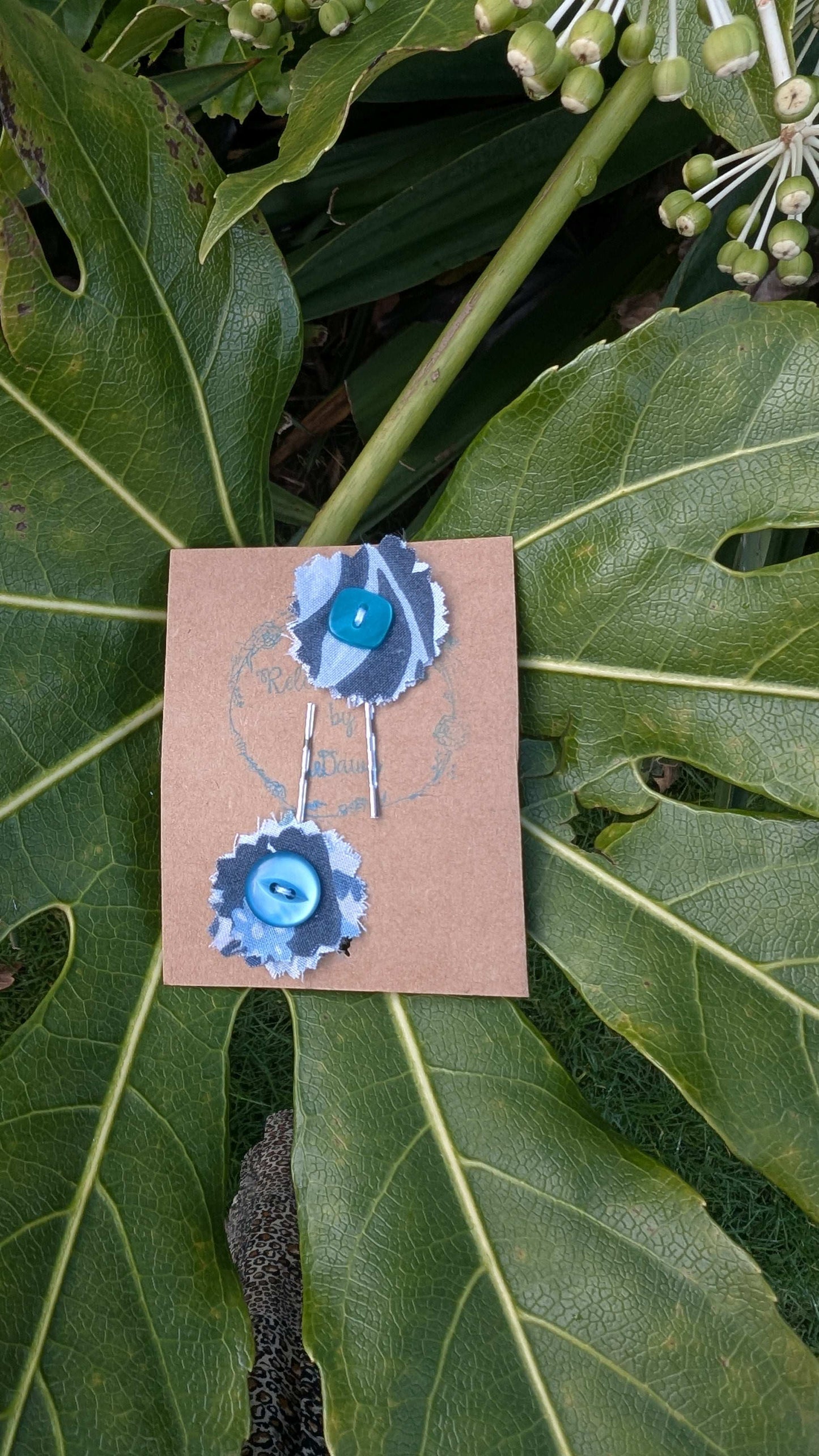 hair slide, hair accessories, crafted hair decoration, pretty hair slide, hair grip blue, button hair pin, hair grip, pretty hair slide - RelovedDesignsbyDawn