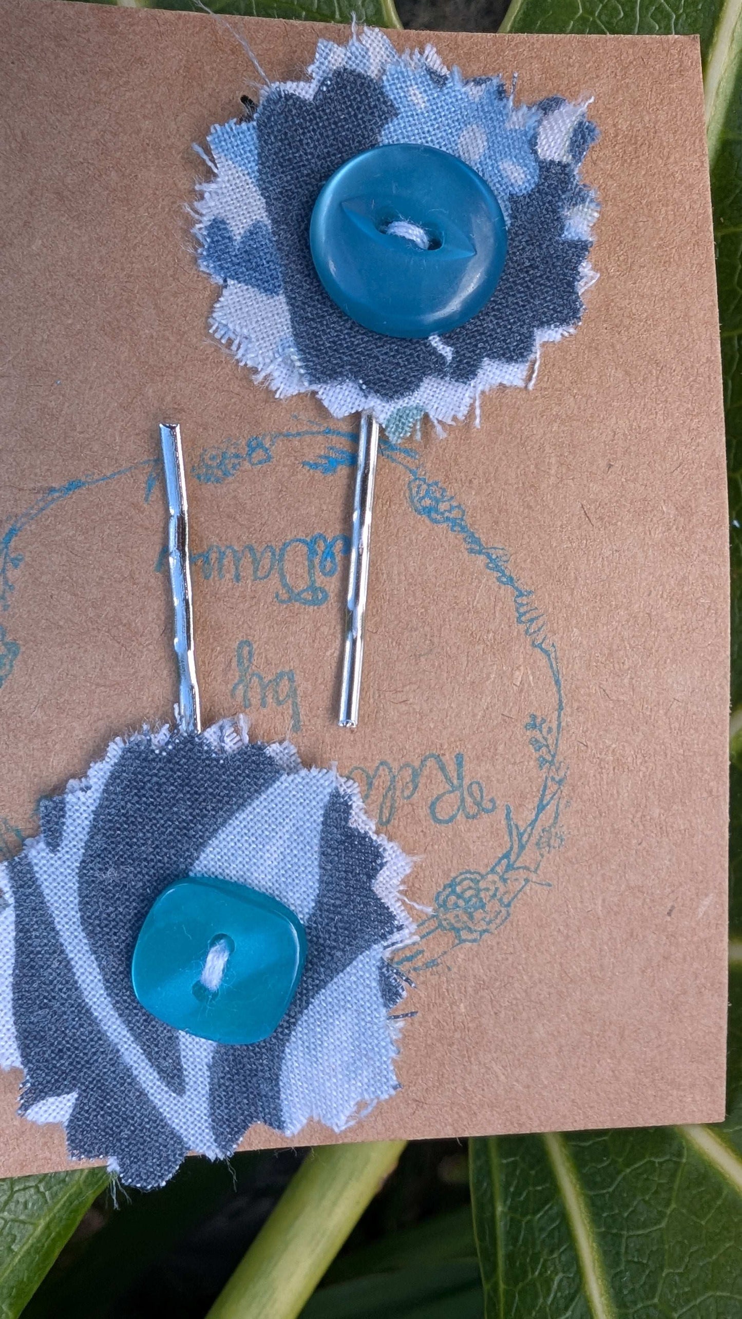 hair slide, hair accessories, crafted hair decoration, pretty hair slide, hair grip blue, button hair pin, hair grip, pretty hair slide - RelovedDesignsbyDawn