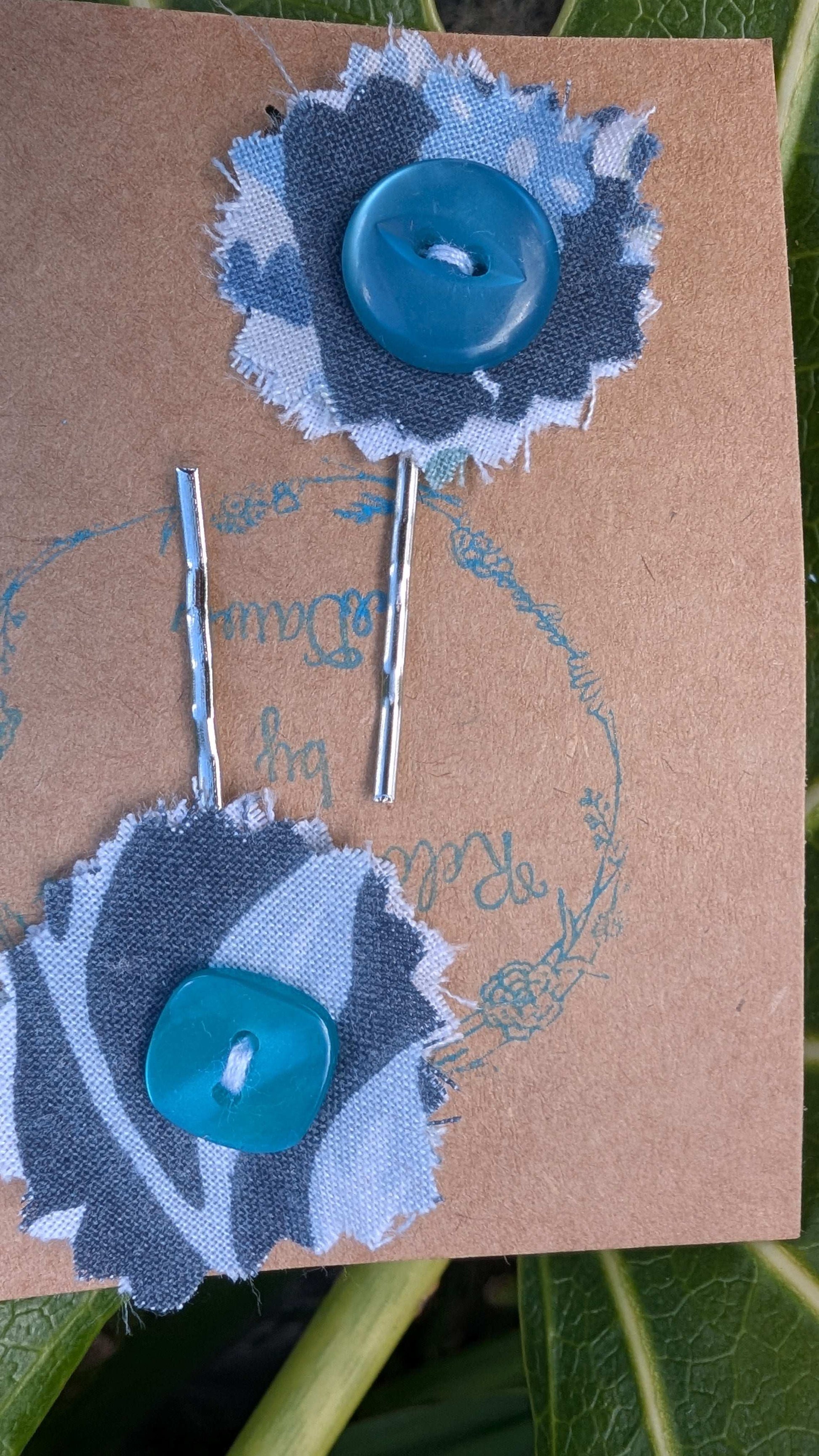 hair slide, hair accessories, crafted hair decoration, pretty hair slide, hair grip blue, button hair pin, hair grip, pretty hair slide - RelovedDesignsbyDawn