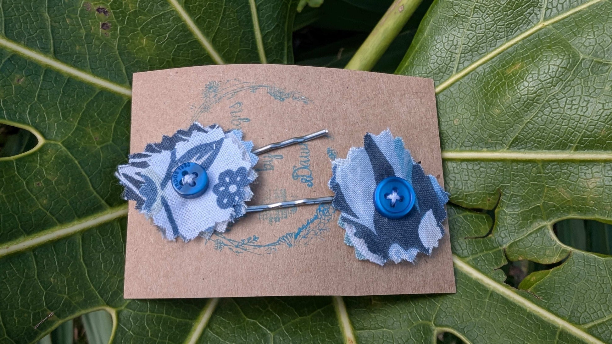 hair slide, hair accessories, crafted hair decoration, pretty hair slide, hair grip blue, button hair pin, hair grip, pretty hair slide - RelovedDesignsbyDawn