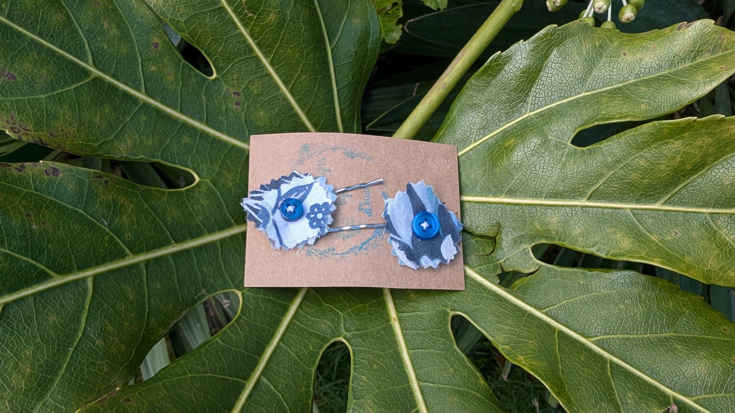hair slide, hair accessories, crafted hair decoration, pretty hair slide, hair grip blue, button hair pin, hair grip, pretty hair slide - RelovedDesignsbyDawn