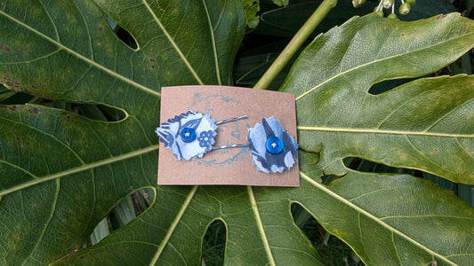 hair slide, hair accessories, crafted hair decoration, pretty hair slide, hair grip blue, button hair pin, hair grip, pretty hair slide - RelovedDesignsbyDawn