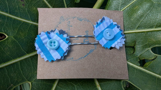 hair slide, hair accessories, crafted hair decoration, pretty hair slide, hair grip blue, button hair pin, hair grip, pretty hair slide - RelovedDesignsbyDawn