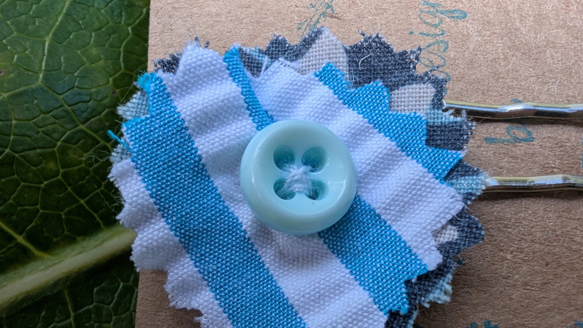 hair slide, hair accessories, crafted hair decoration, pretty hair slide, hair grip blue, button hair pin, hair grip, pretty hair slide - RelovedDesignsbyDawn