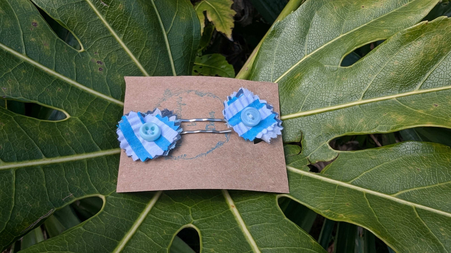 hair slide, hair accessories, crafted hair decoration, pretty hair slide, hair grip blue, button hair pin, hair grip, pretty hair slide - RelovedDesignsbyDawn