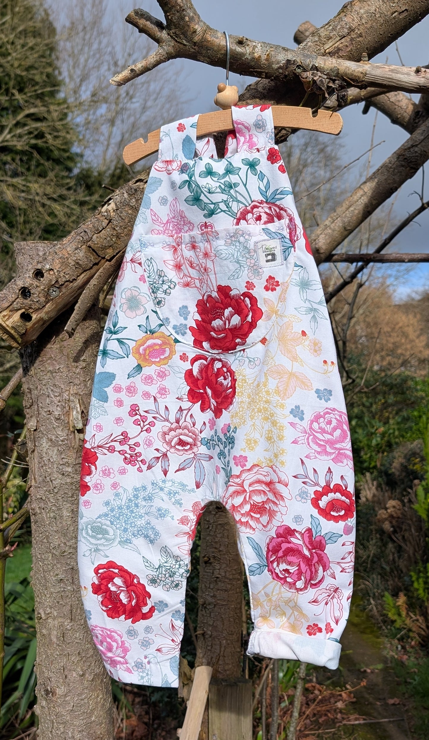 Child Dungarees, romper, age 2/3 kids dungarees, vintage floral print dungarees baby, baby all in one suit, sustainable baby gift.
