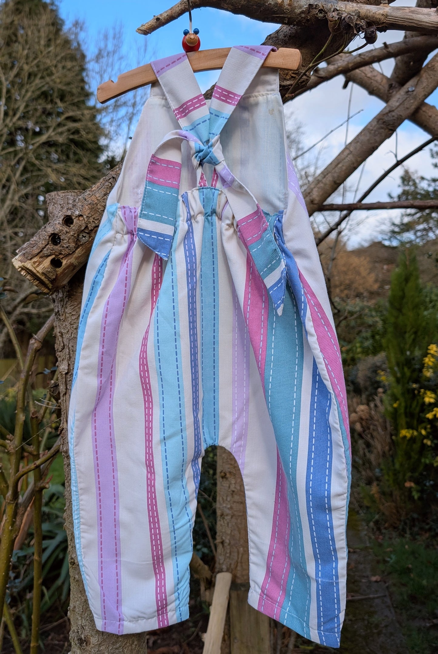 Child Dungarees, romper, age 2/3 kids dungarees, candy strip print dungarees baby, baby all in one suit, sustainable baby gift.