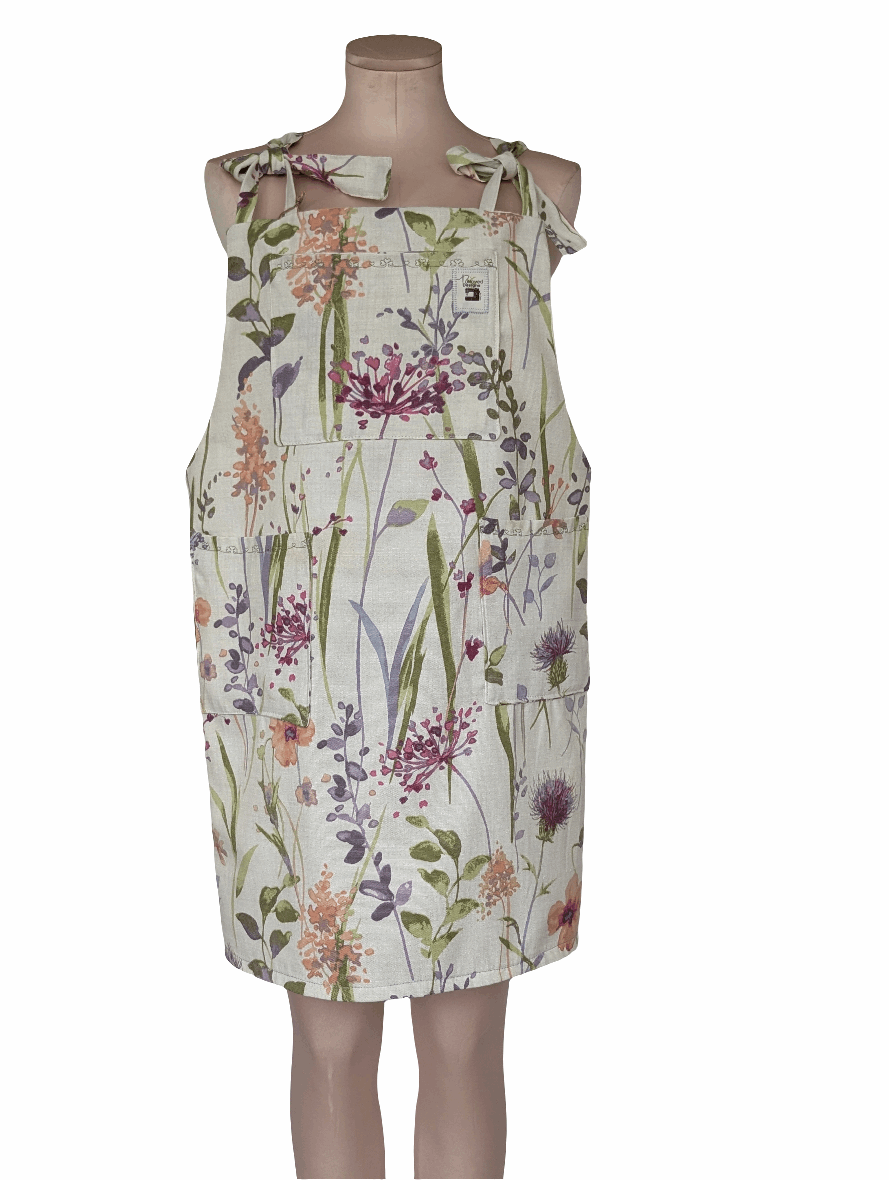 Dress size 12, floral dress, short pinafore dress, dungarees dress, tie top dress, apron dress, mini dress, pockets dress, spring flowers - RelovedDesignsbyDawn