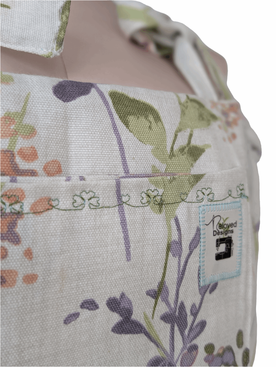 Dress size 12, floral dress, short pinafore dress, dungarees dress, tie top dress, apron dress, mini dress, pockets dress, spring flowers - RelovedDesignsbyDawn