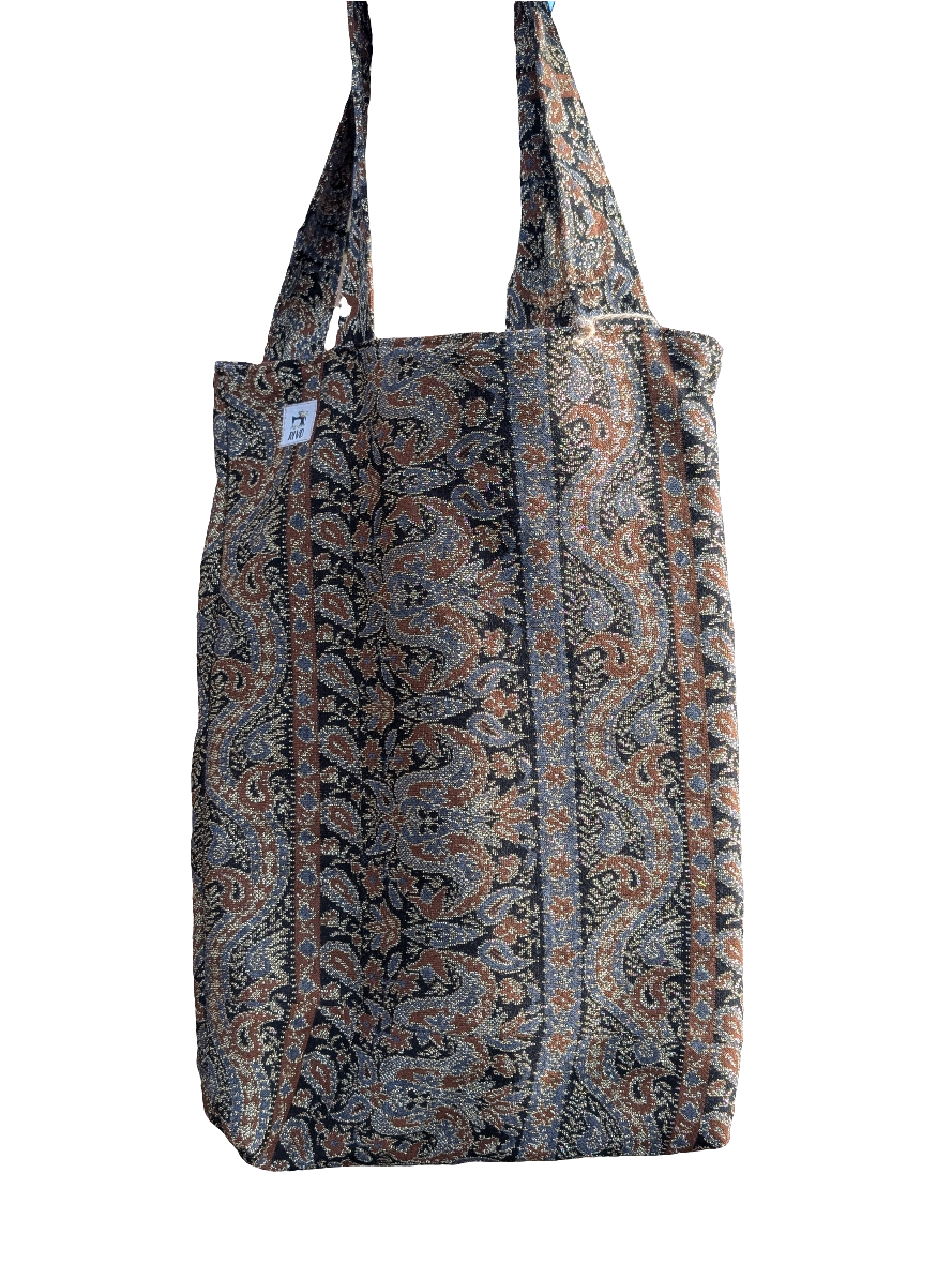 Bag glittery,Large tote Bag, Paisley, Bespoke, Retro, Soft Casual, Cute, Hand Made, Market Bag, Eco Friendly, Grocery Bag, Rustic - RelovedDesignsbyDawn