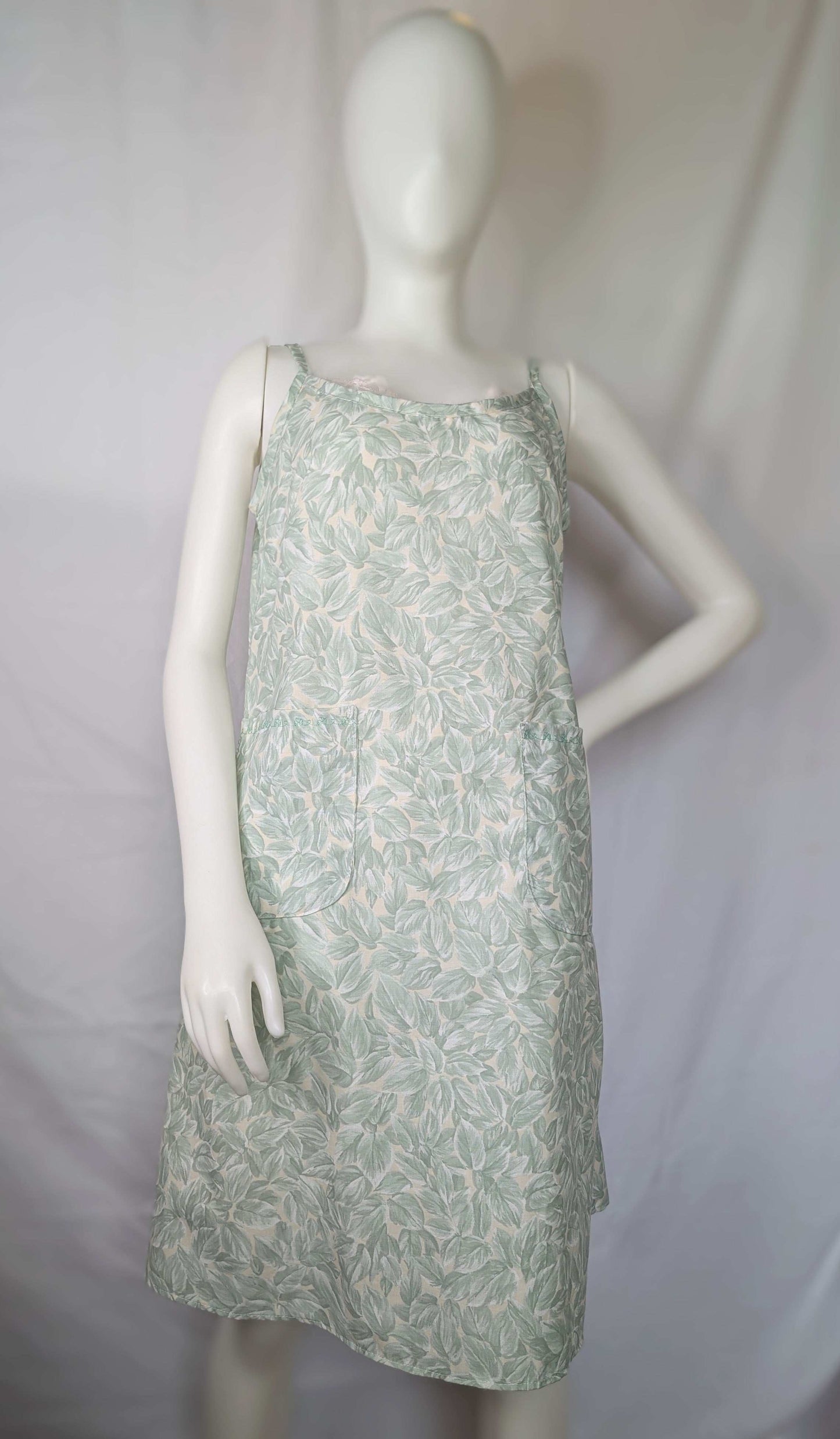 Strappy dress size 12, pretty dress, ladies clothing, plants dress, mid length dress, sleeveless dress, summer dress,reworked dress