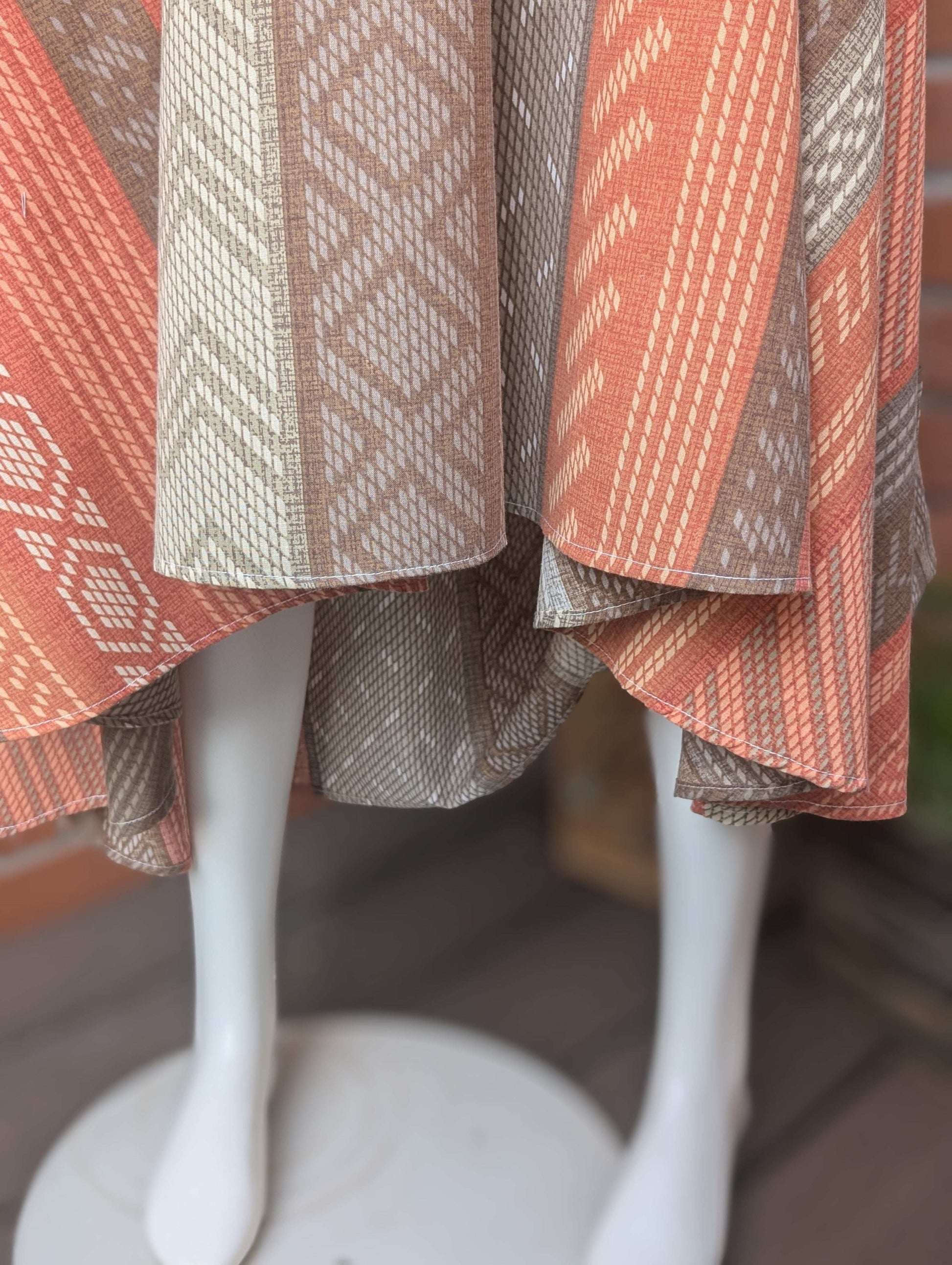 Skirt 16-waterfall hem skirt-circle skirt-stripe pattern-hippy skirt-full skirt with pockets-long skirt- flared, stretch waist