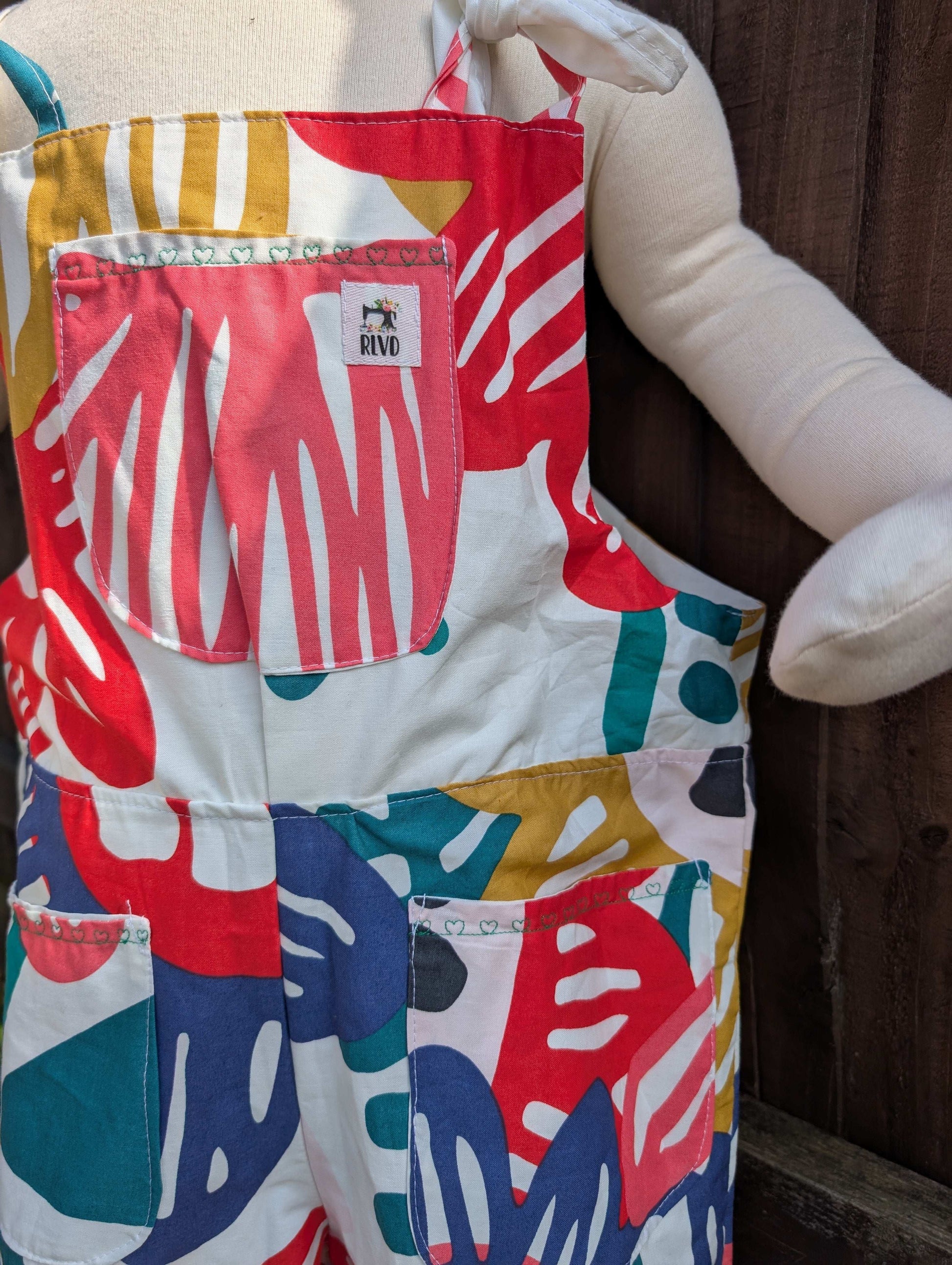 Dungarees child- romper-age 7-8yrs-playsuit-jumpsuit- floral kids clothes-sustainable kids outfit-pretty child clothes-summer child-holiday