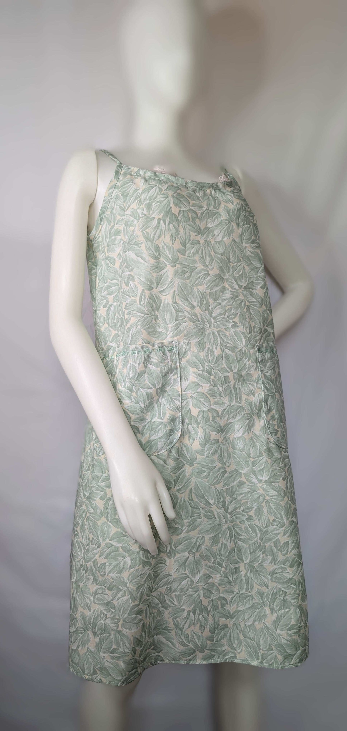 Strappy dress size 12, pretty dress, ladies clothing, plants dress, mid length dress, sleeveless dress, summer dress,reworked dress