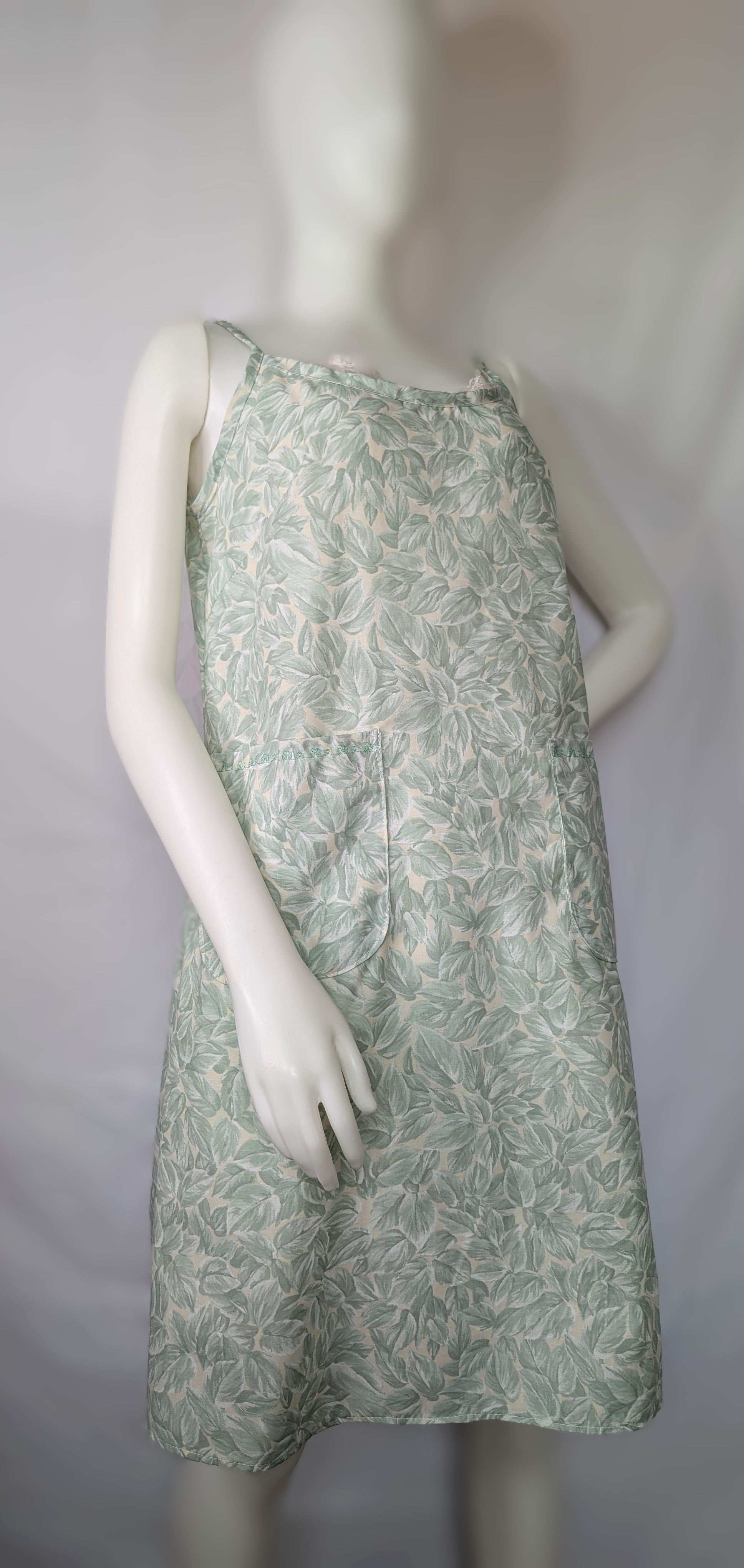 Strappy dress size 12, pretty dress, ladies clothing, plants dress, mid length dress, sleeveless dress, summer dress,reworked dress