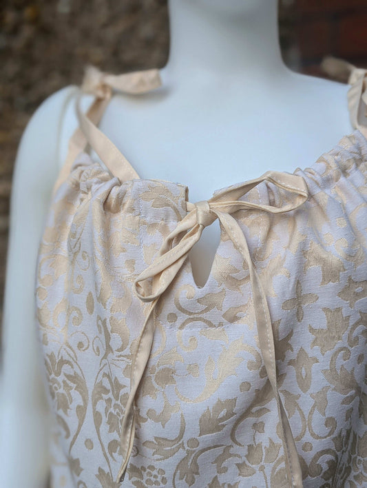 cropped top, strappy top, vest, blouse size 12, whimsical top, hippy top, cami top, reworked top, ribbon straps top, summer vest