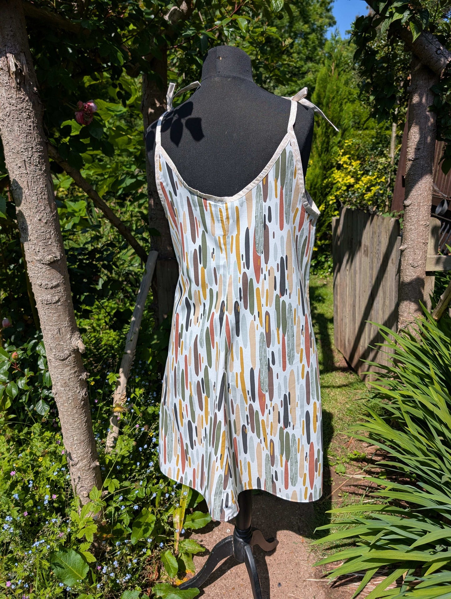 Strappy dress size 18, pretty dress, ladies clothing, stripes dress, mid length dress, sleeveless dress, summer dress,reworked dress