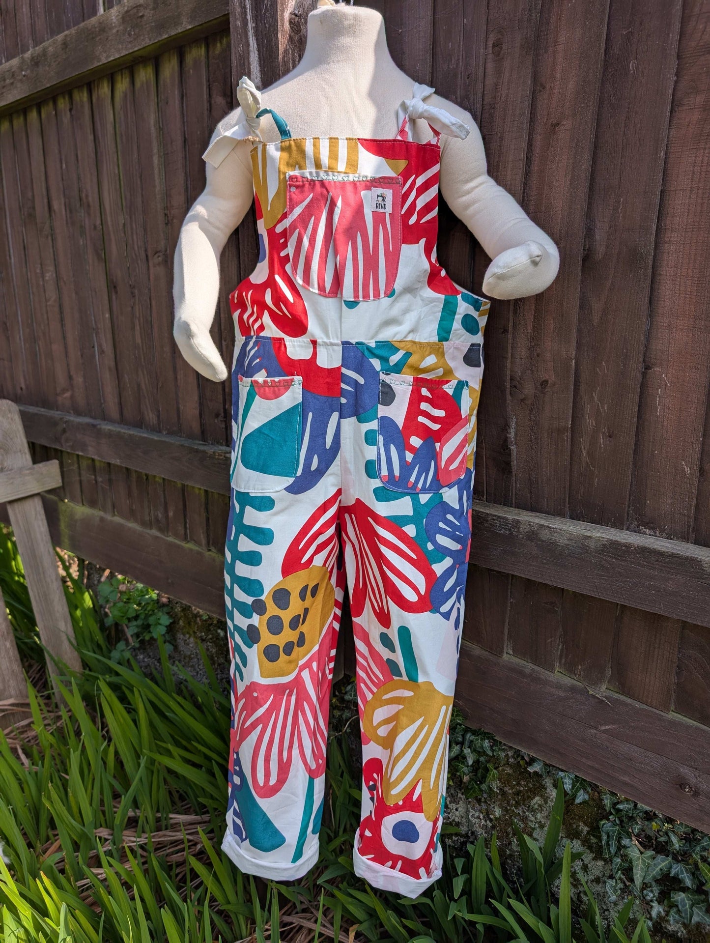 Dungarees child- romper-age 7-8yrs-playsuit-jumpsuit- floral kids clothes-sustainable kids outfit-pretty child clothes-summer child-holiday