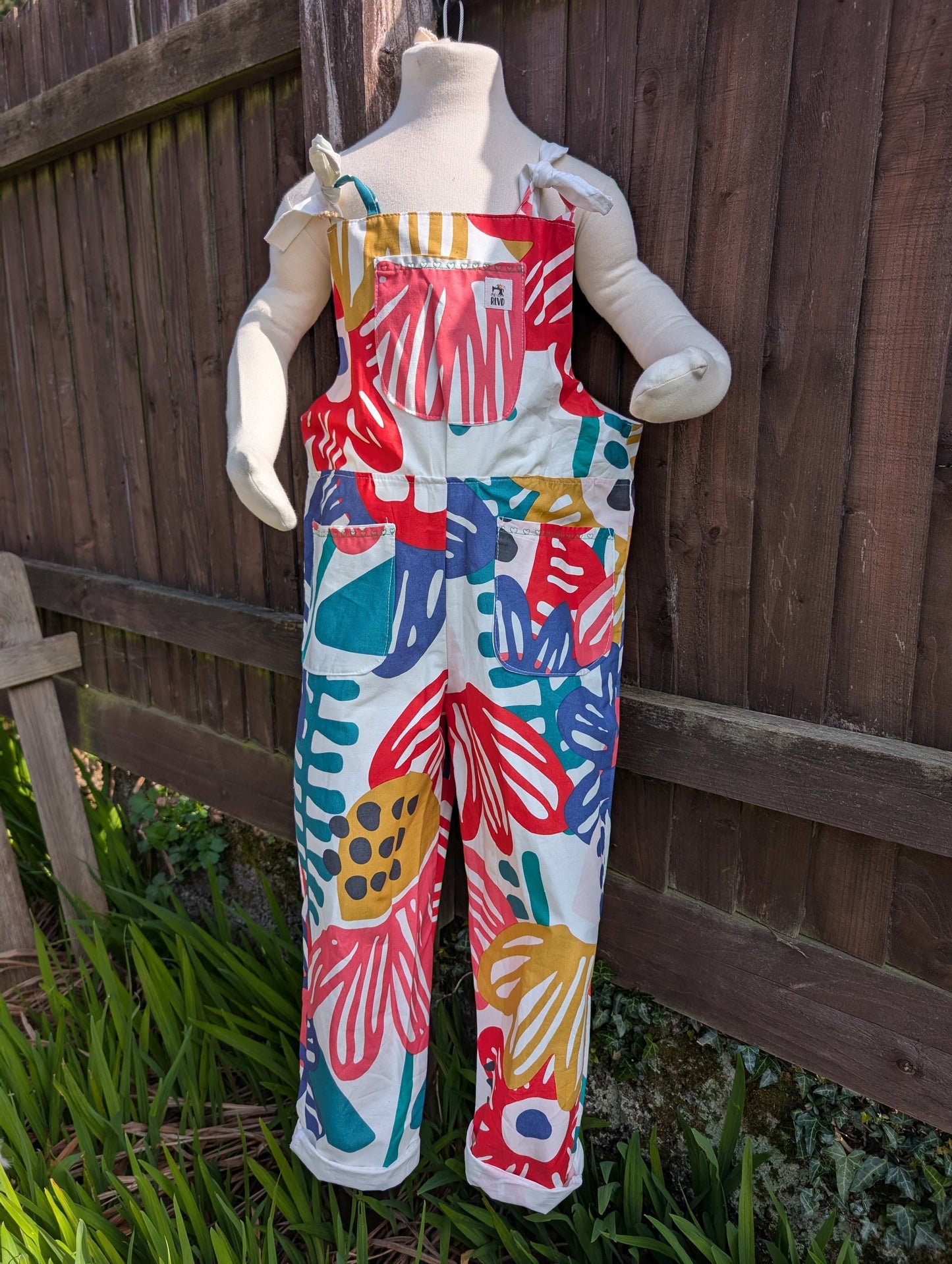 Dungarees child- romper-age 7-8yrs-playsuit-jumpsuit- floral kids clothes-sustainable kids outfit-pretty child clothes-summer child-holiday