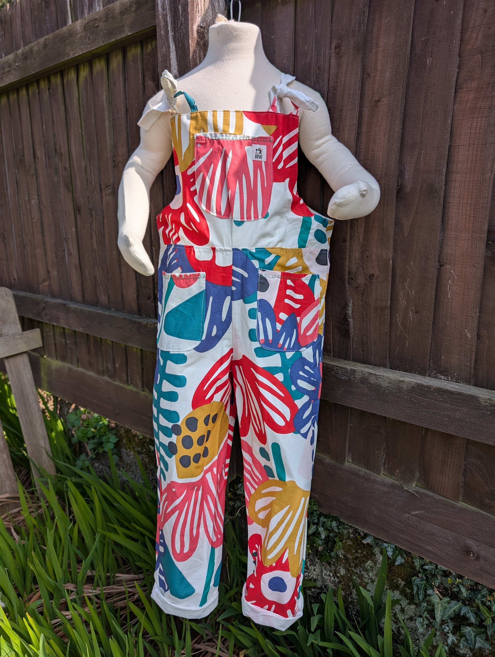 Dungarees child- romper-age 7-8yrs-playsuit-jumpsuit- floral kids clothes-sustainable kids outfit-pretty child clothes-summer child-holiday